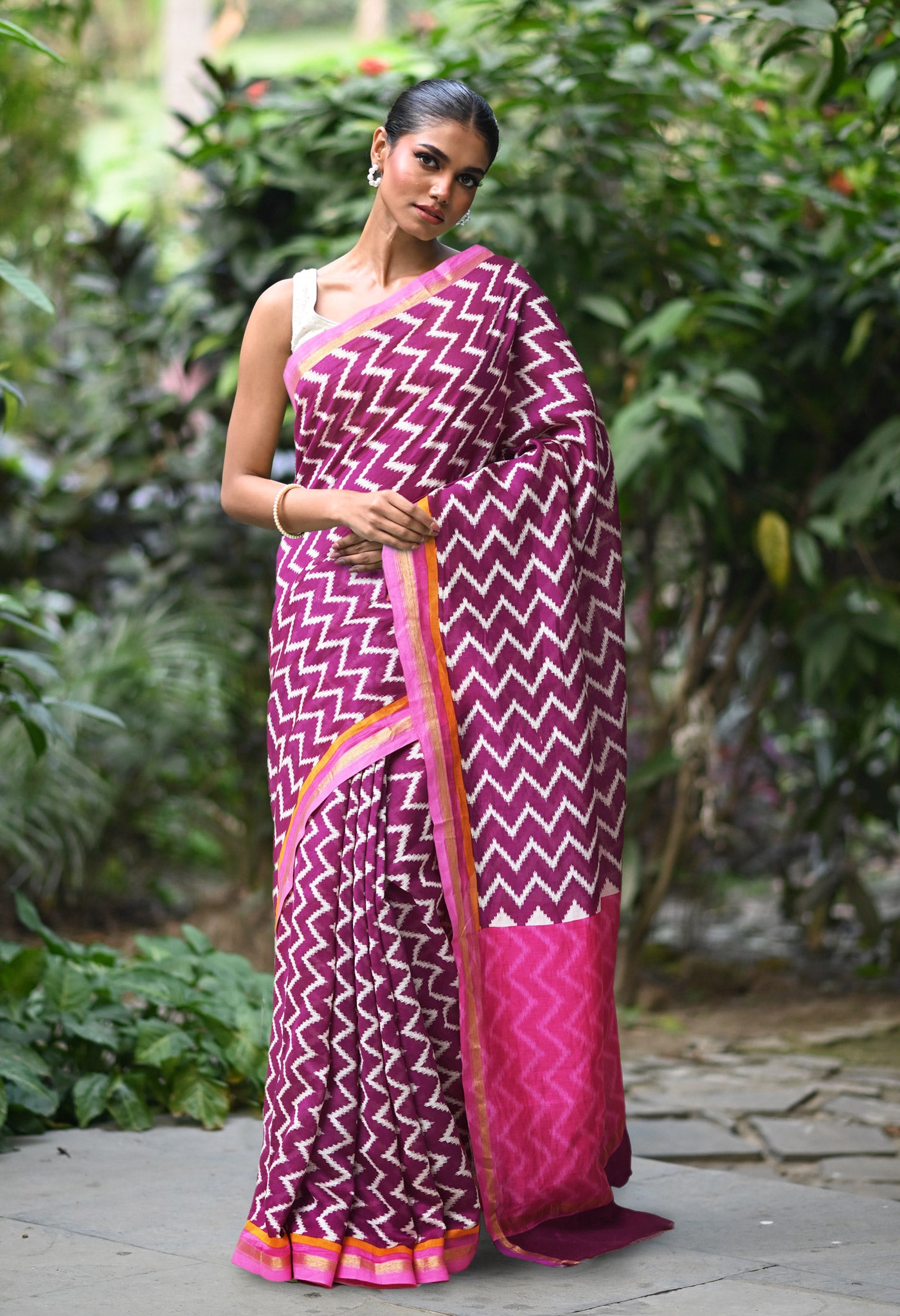 Purple-Pink Pure Designer Printed Chanderi Sico Saree-UNM82864