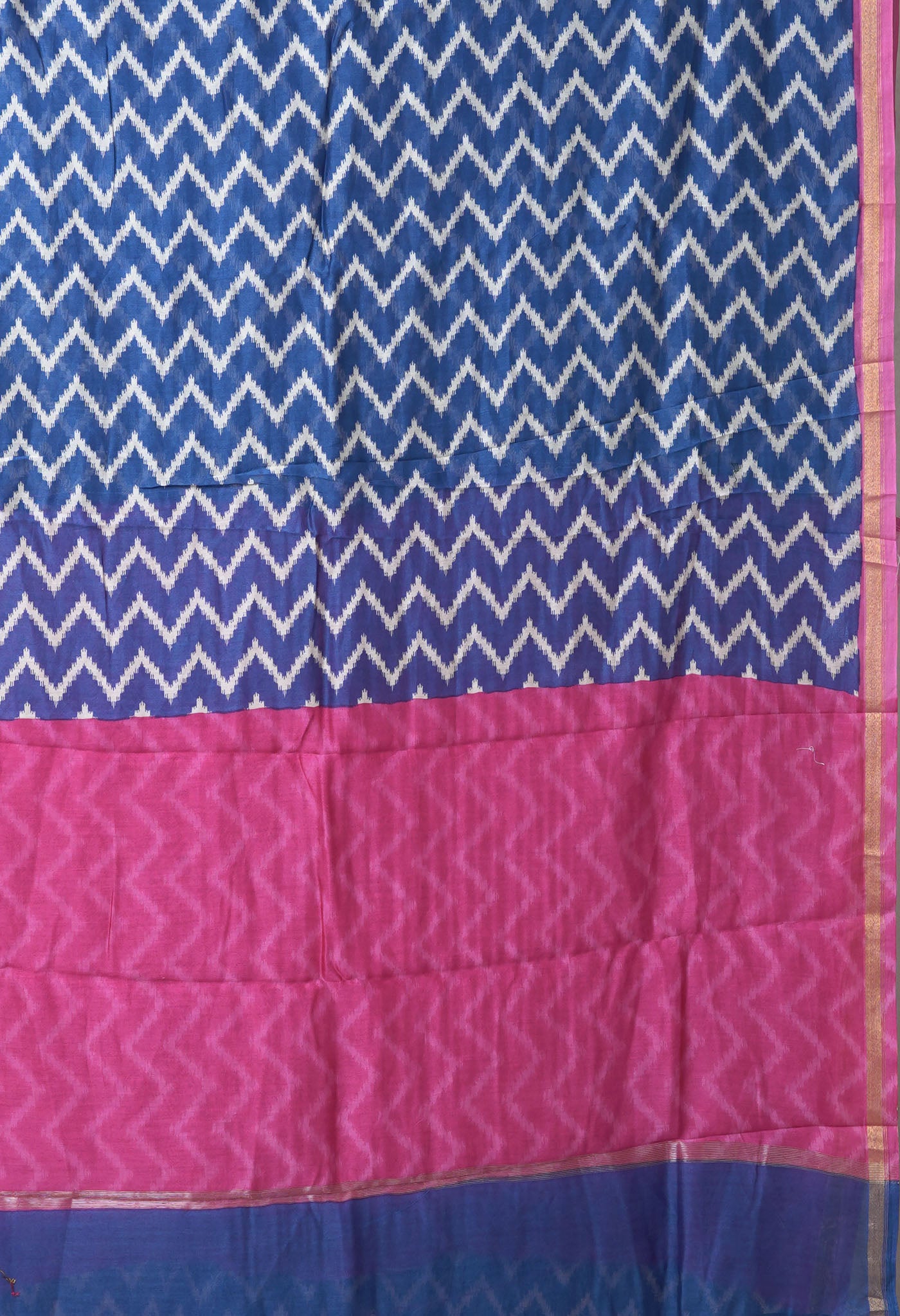 Navy Blue-Pink Pure Designer Printed Chanderi Sico Saree-UNM82865