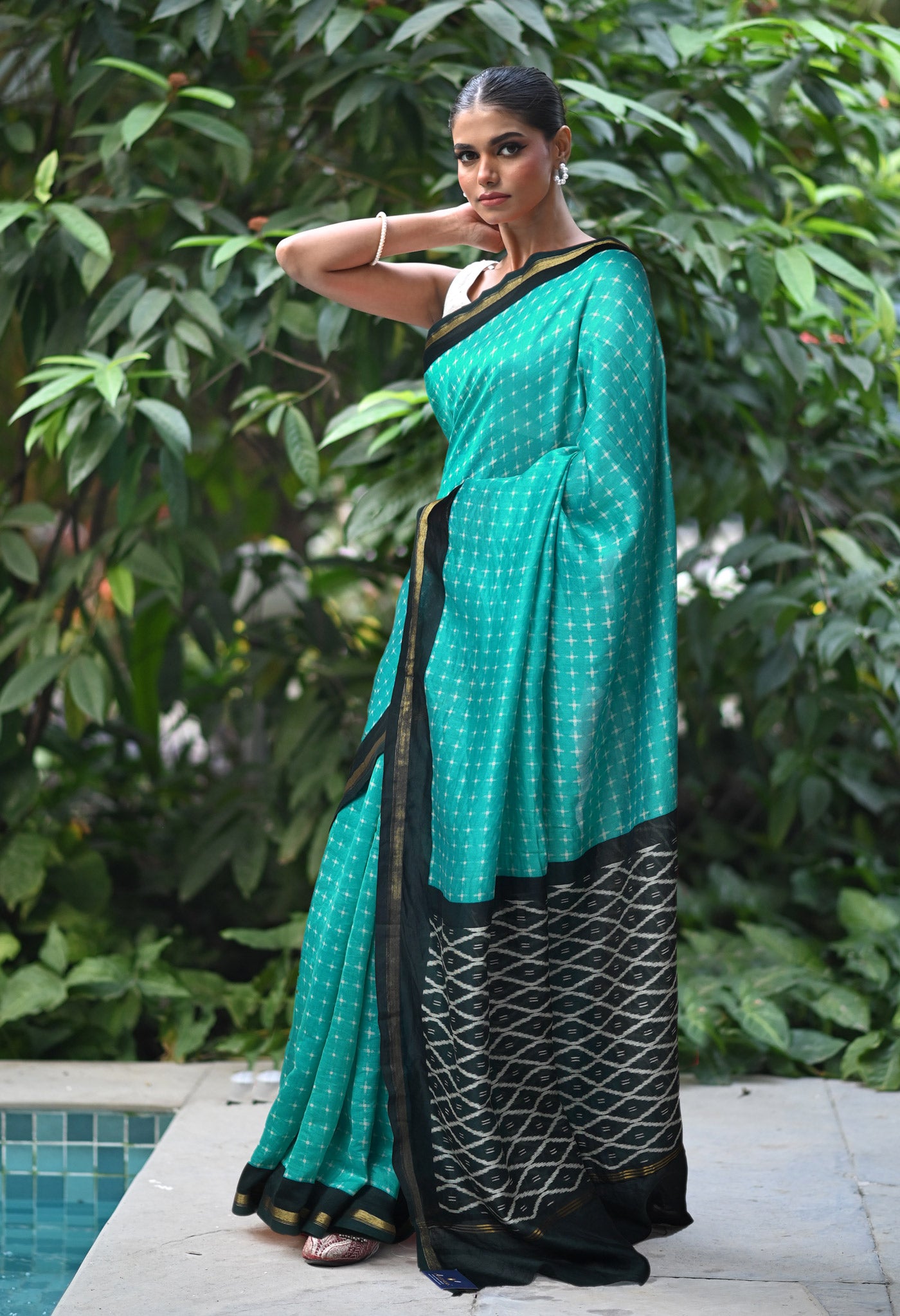 Blue-Black Pure Designer Printed Chanderi Sico Saree-UNM82868
