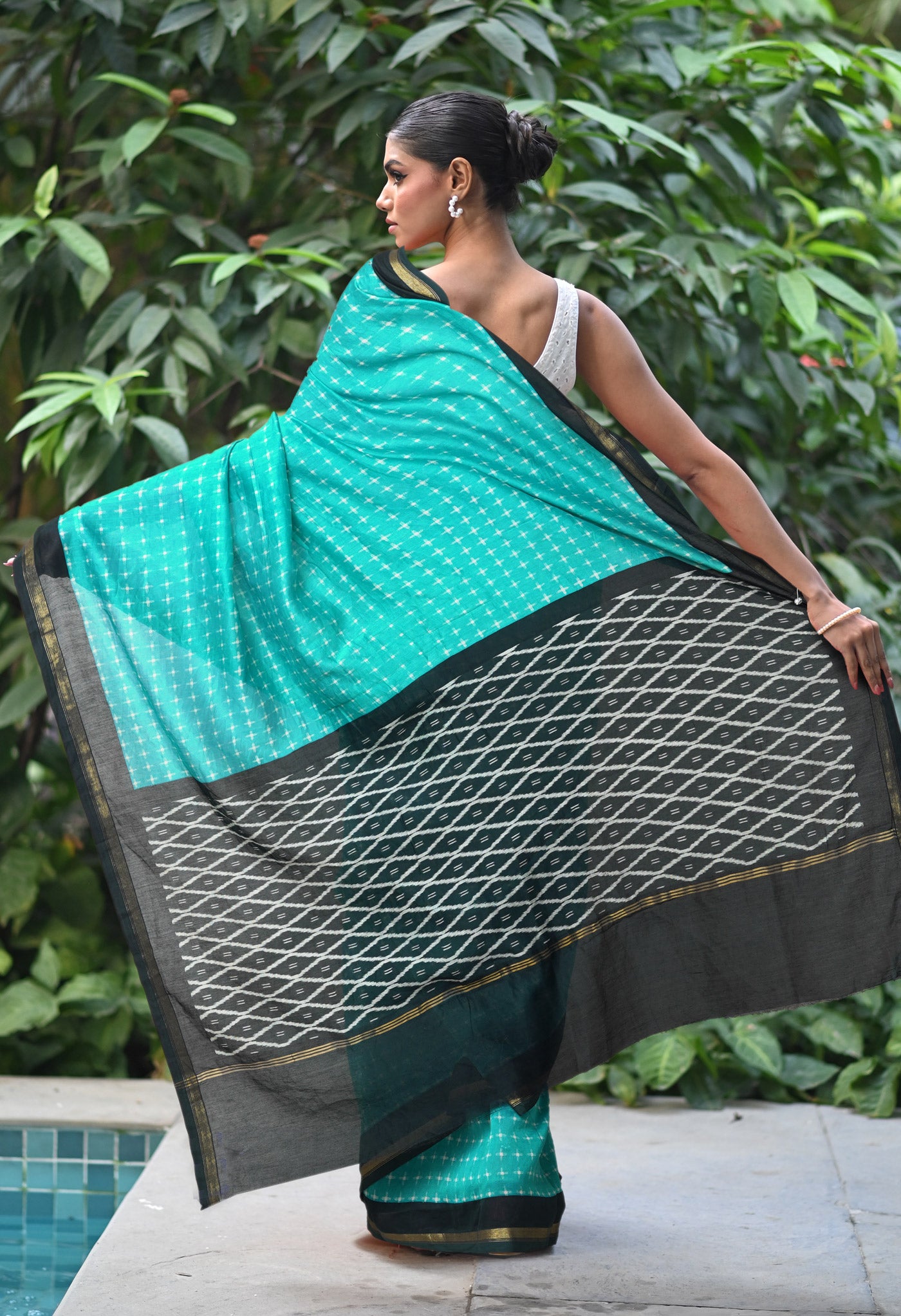 Blue-Black Pure Designer Printed Chanderi Sico Saree-UNM82868
