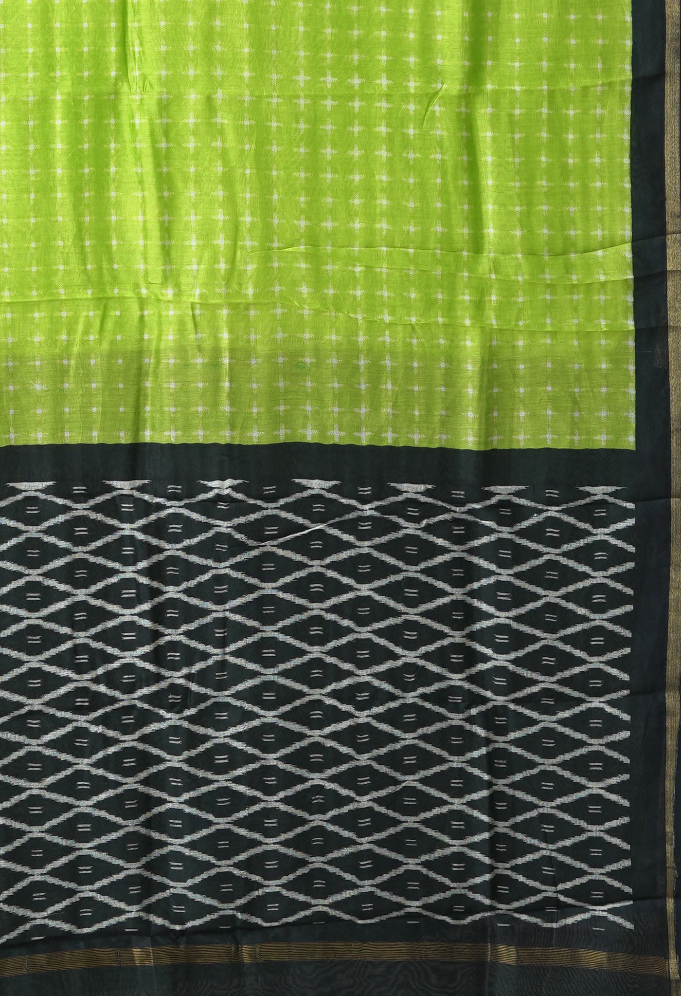 Green-Black Pure Designer Printed Chanderi Sico Saree-UNM82869