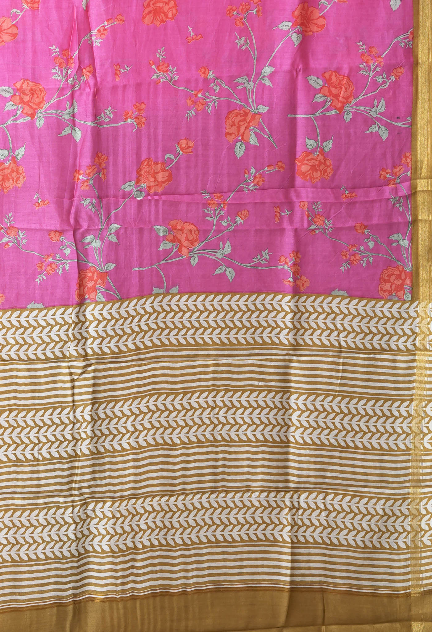 Pink Brown Pure Designer Printed Chanderi Sico Saree-UNM82871