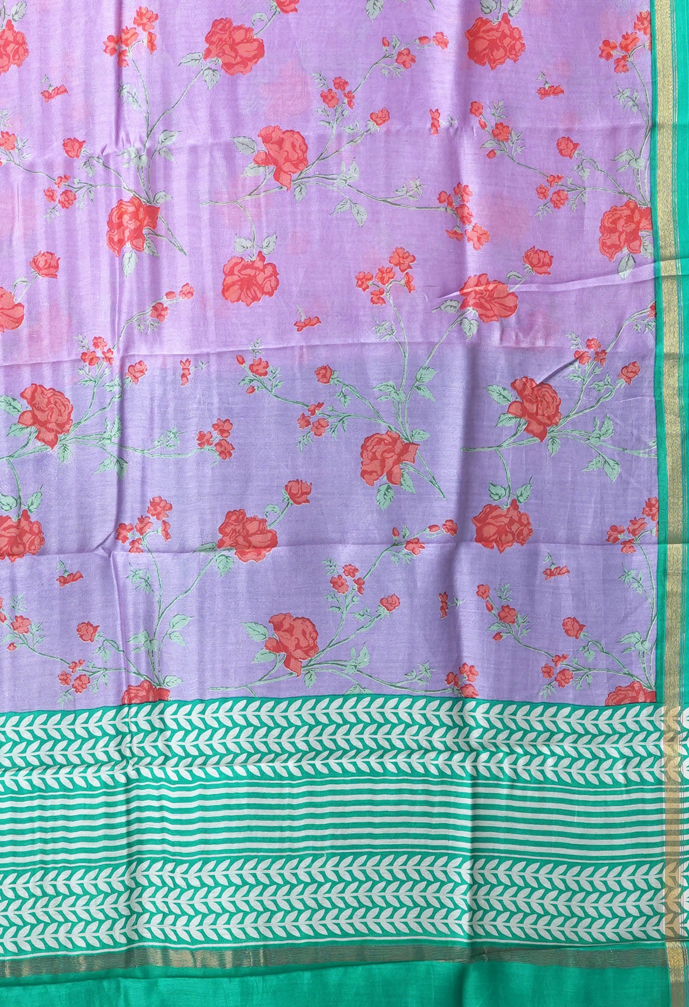 Pale LavenderTurquoise Blue Pure Designer Printed Chanderi Sico Saree-UNM82872