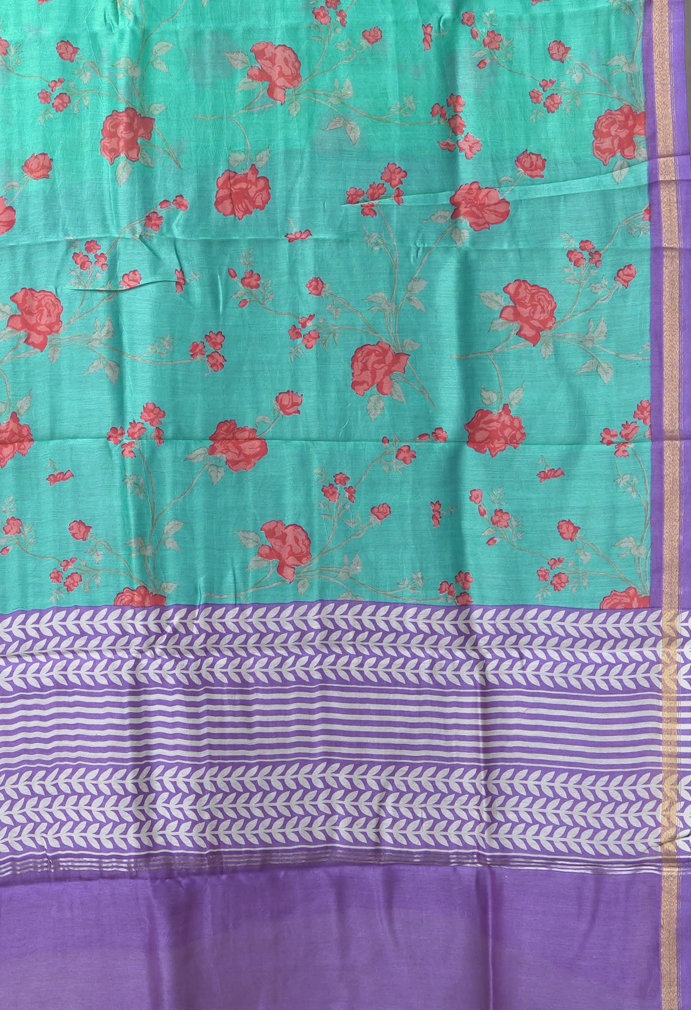 Turquoise BlueLavender Pure Designer Printed Chanderi Sico Saree-UNM82873