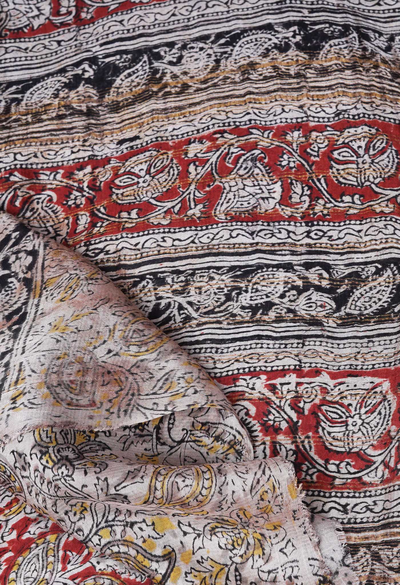 Red Pure Kalamkari Printed Soft Silk Saree-UNM82894