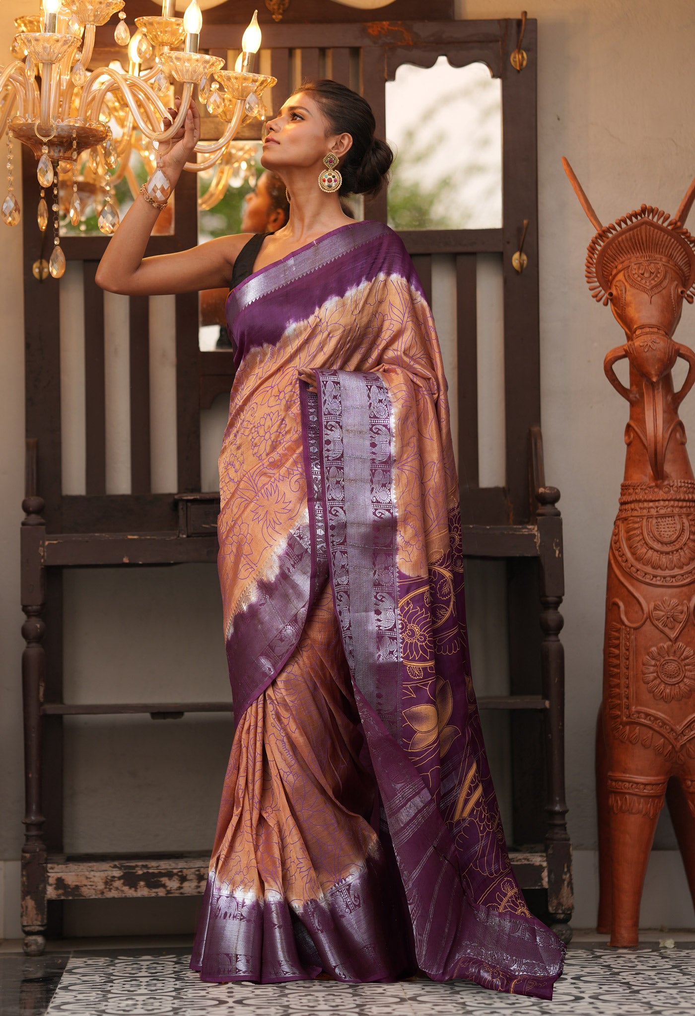 Brown-Dark Purple Pure Designer Printed Soft Silk Saree-UNM82903
