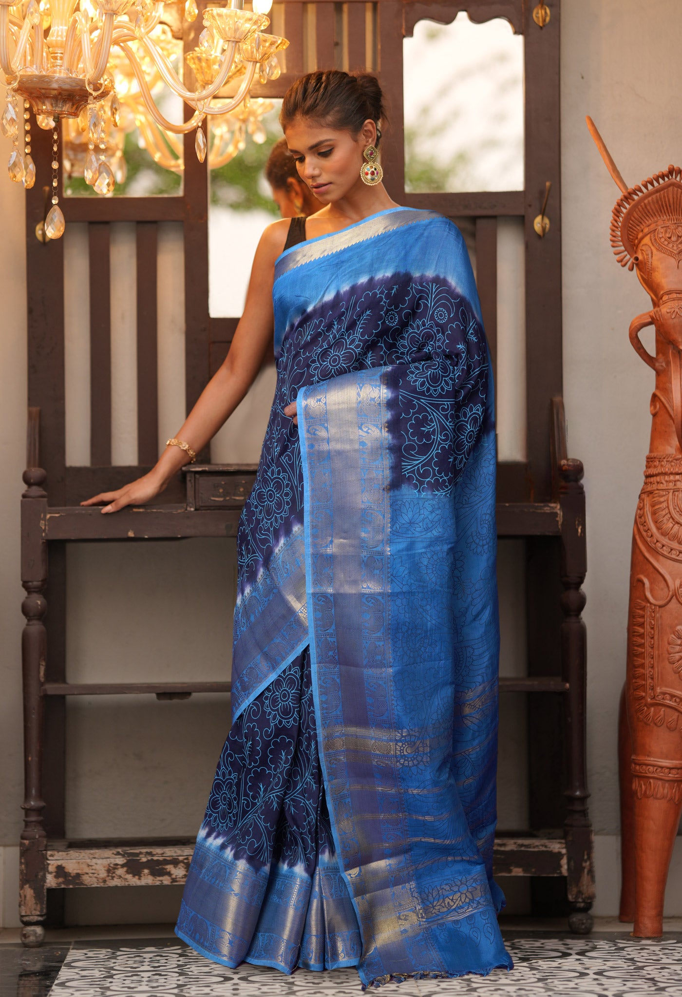 Navy Blue-Blue Pure Designer Printed Soft Silk Saree-UNM82905