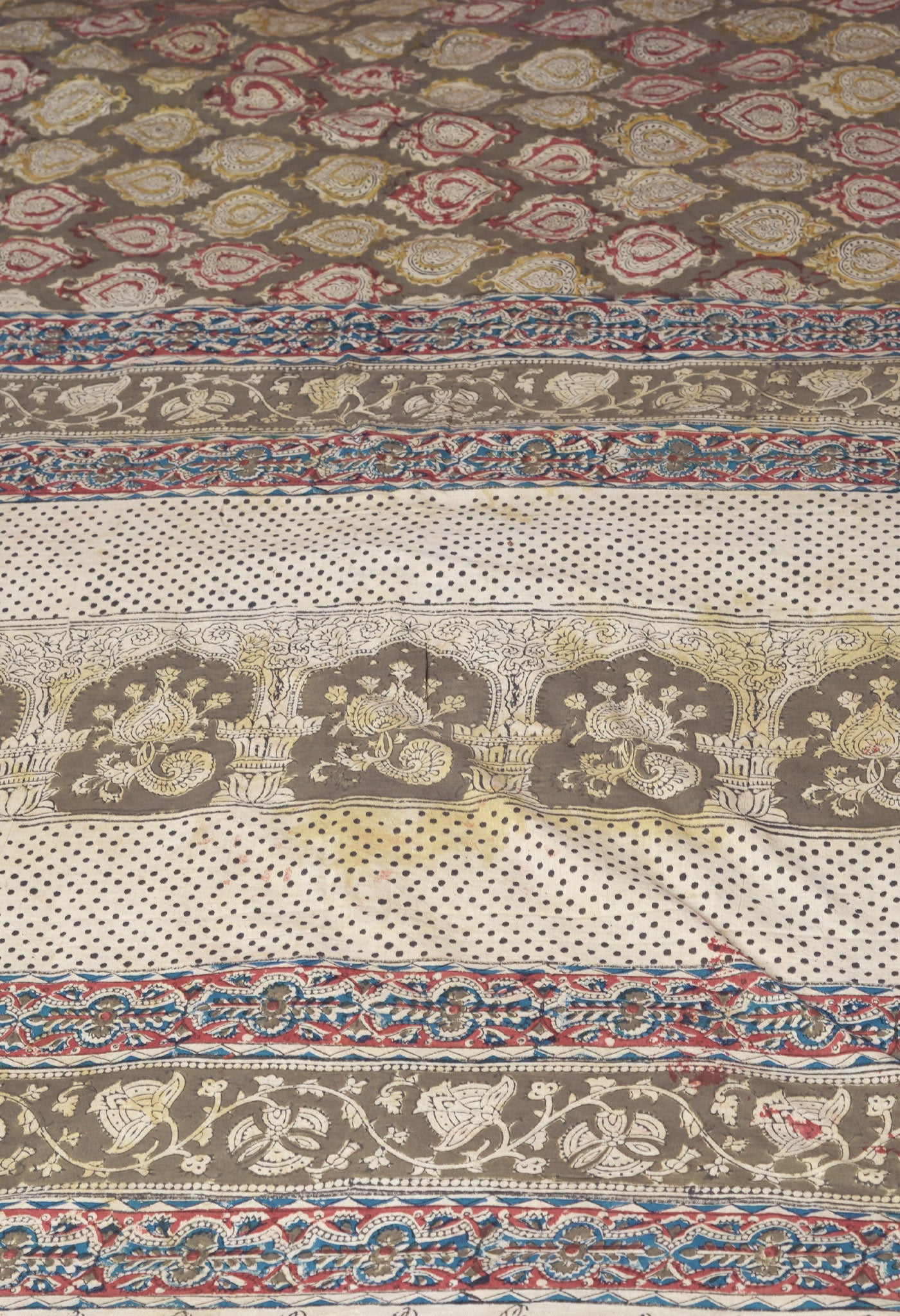 Grey Pure Kalamkari Printed Soft Mulmul Cotton Saree-UNM82915