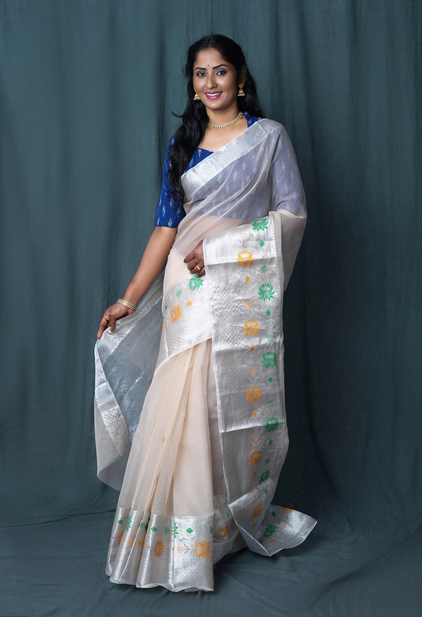 Cream Pure Banarasi Kota Saree-UNM82925