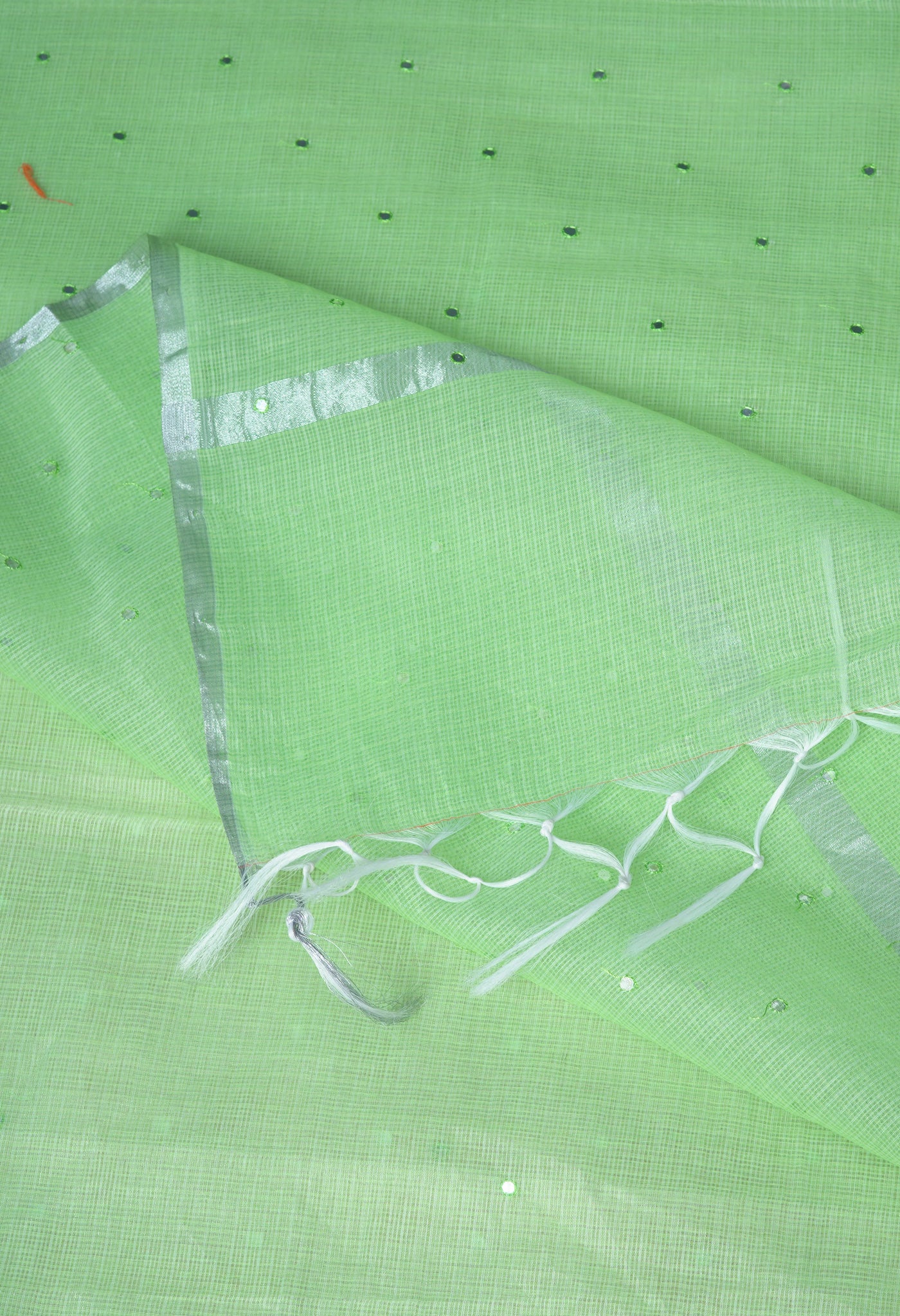Green Pure Mirror Work Kota Saree-UNM82949