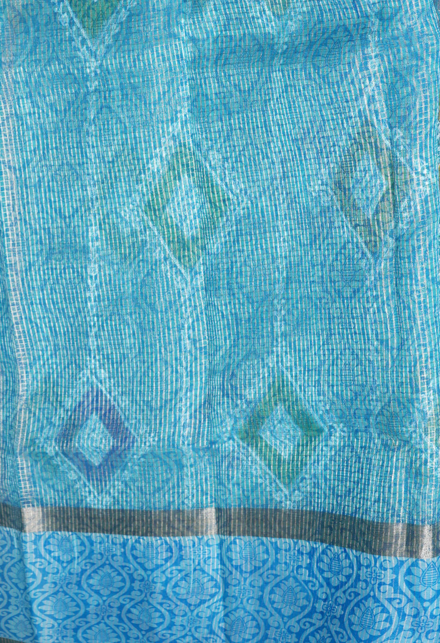 Blue Pure Banarasi Zari Weaving Checks and Applique With Emboridery Kota Saree-UNM82967