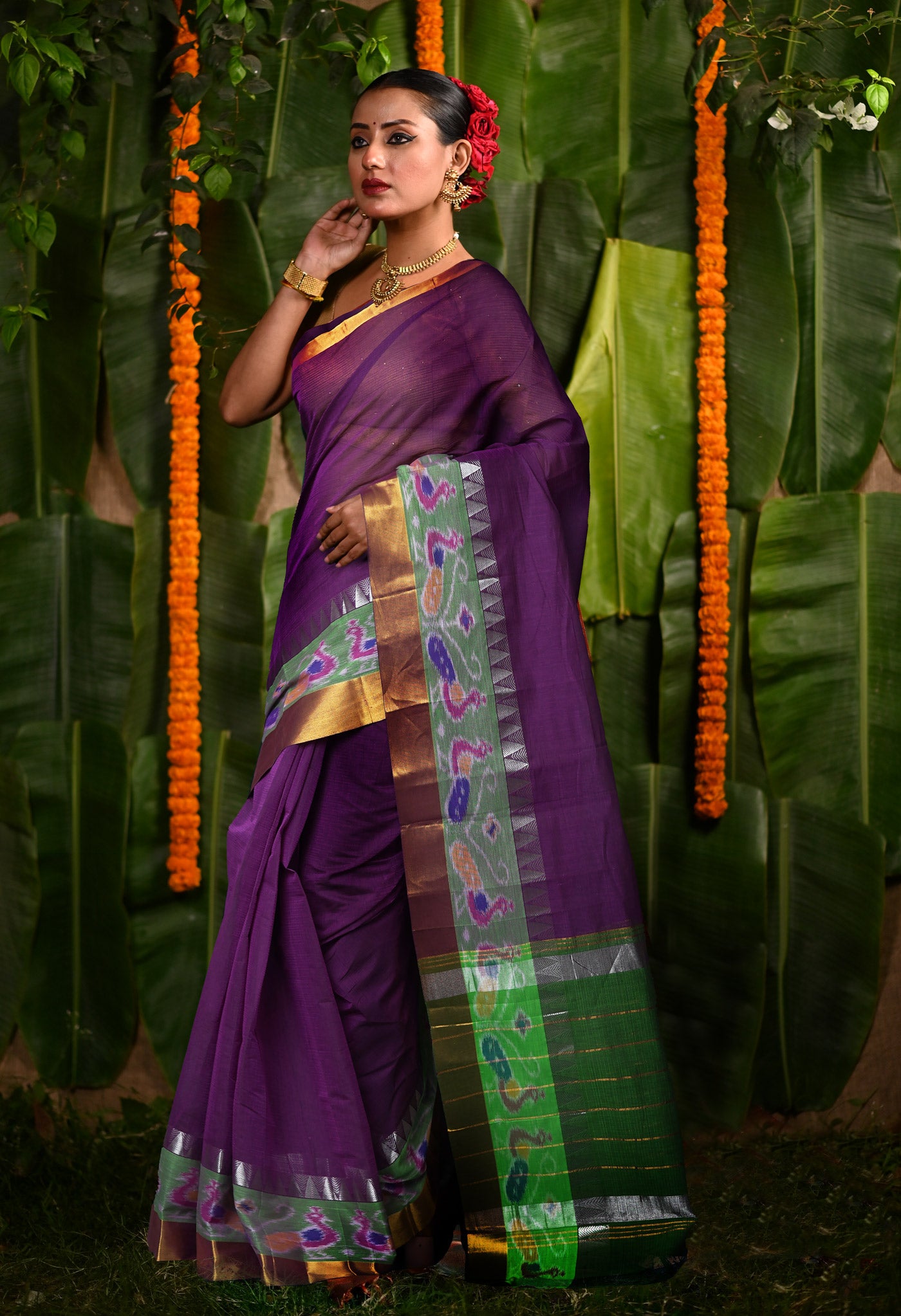 Purple Pure Pavani Mangalgiri Cotton Saree-UNM82981