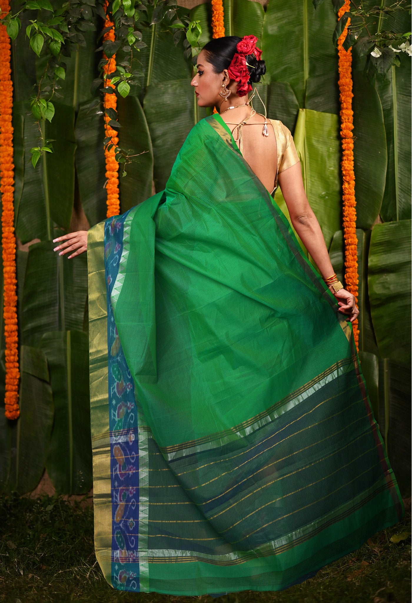 Green Pure Pavani Mangalgiri Cotton Saree-UNM82984