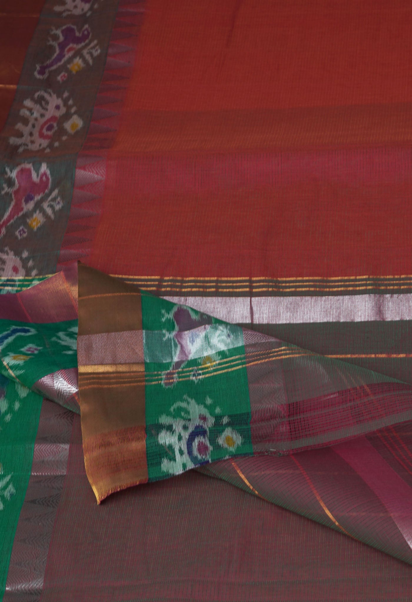 Rust Orange Pure Pavani Mangalgiri Cotton Saree-UNM82987