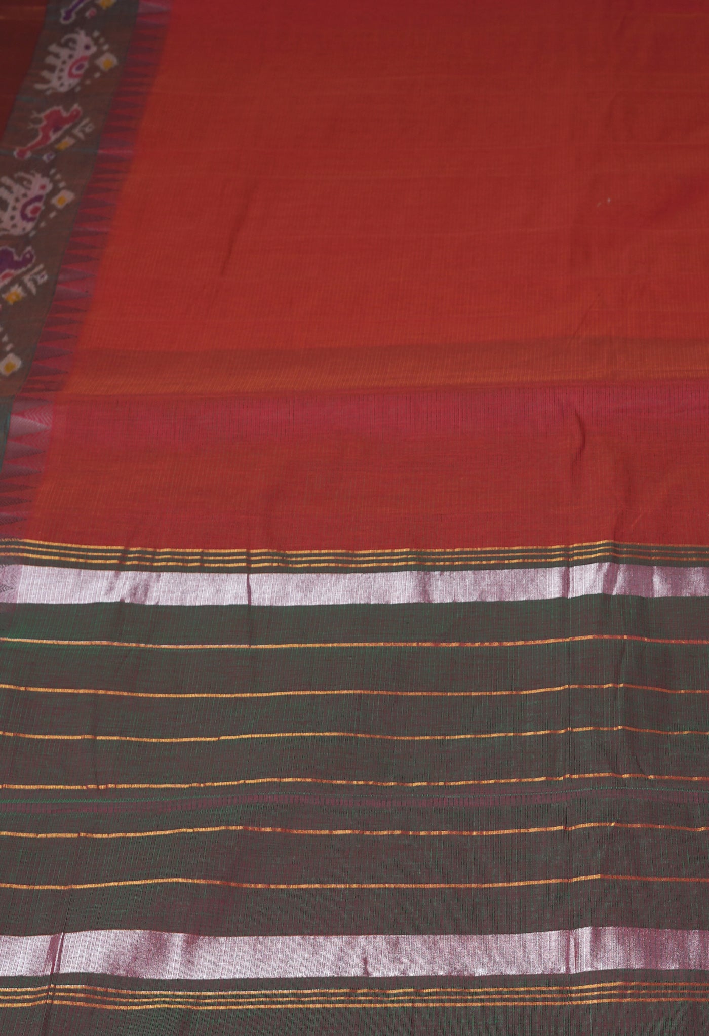 Rust Orange Pure Pavani Mangalgiri Cotton Saree-UNM82987