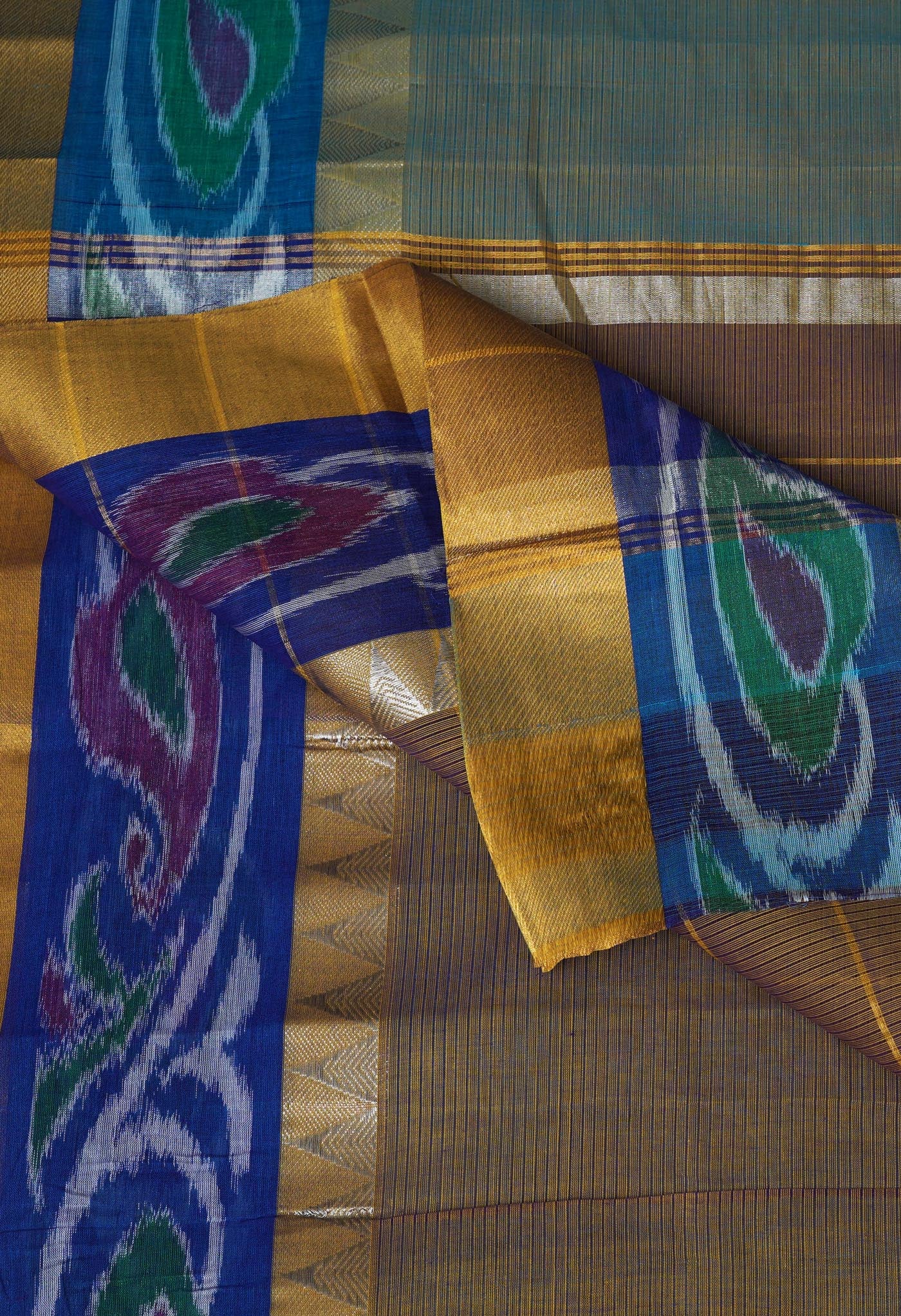 Blue Pure Pavani Mangalgiri Cotton Saree-UNM82992