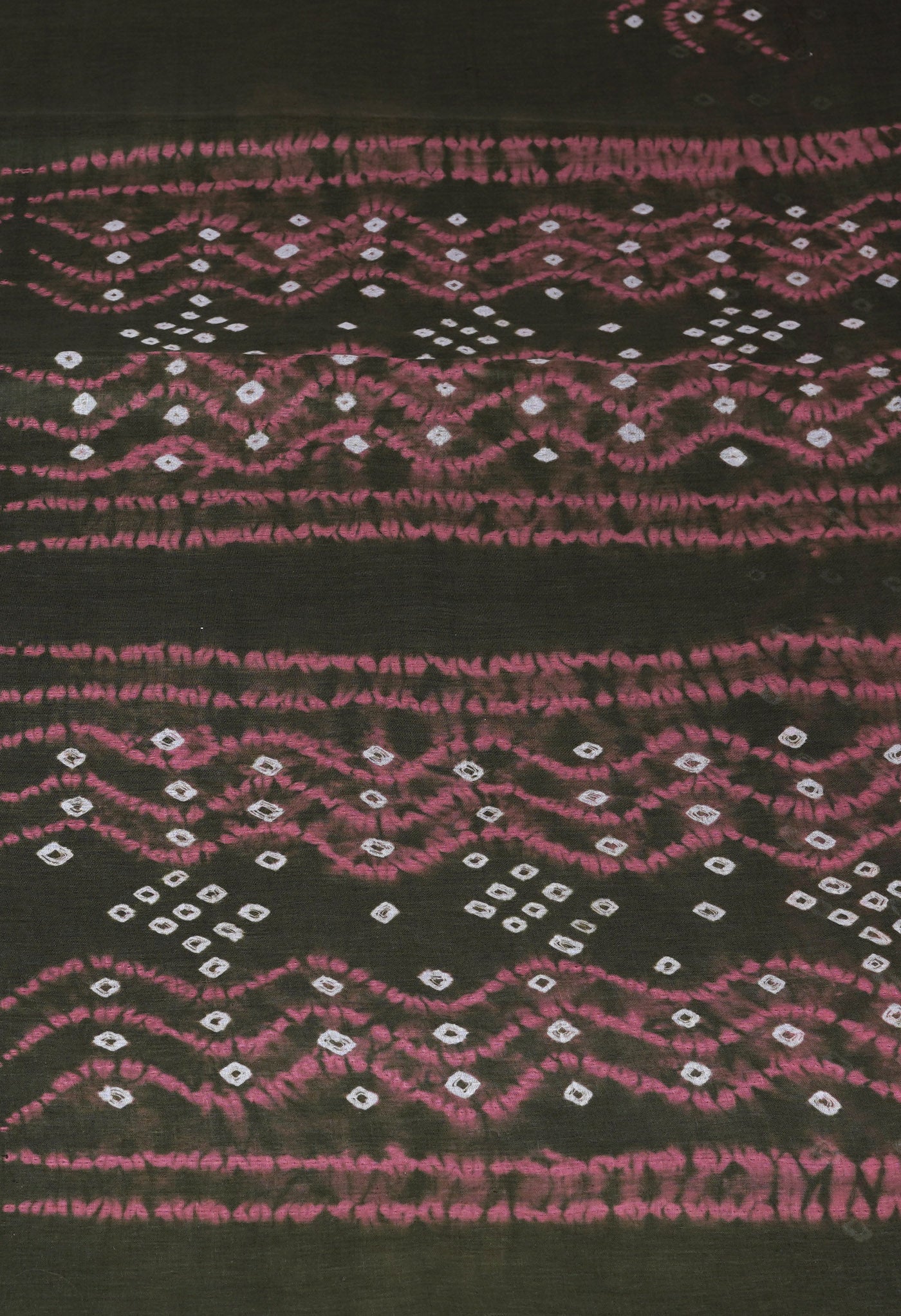 Olive Green-Pink Pure Bandhani Tie & Dye Soft Mulmul Cotton Saree-UNM83002