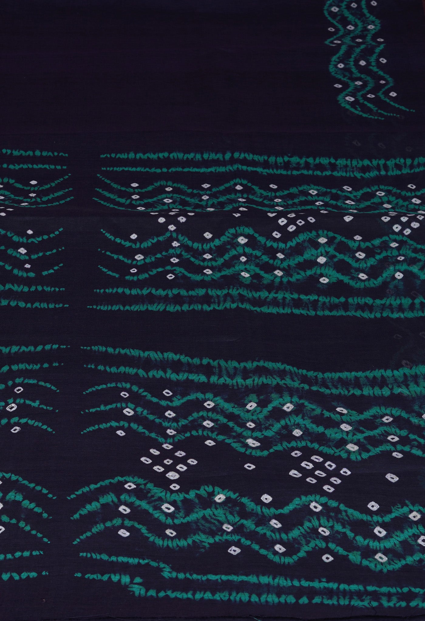 Navy BlueTurquoise Blue Pure Bandhani Tie & Dye Soft Mulmul Cotton Saree-UNM83003