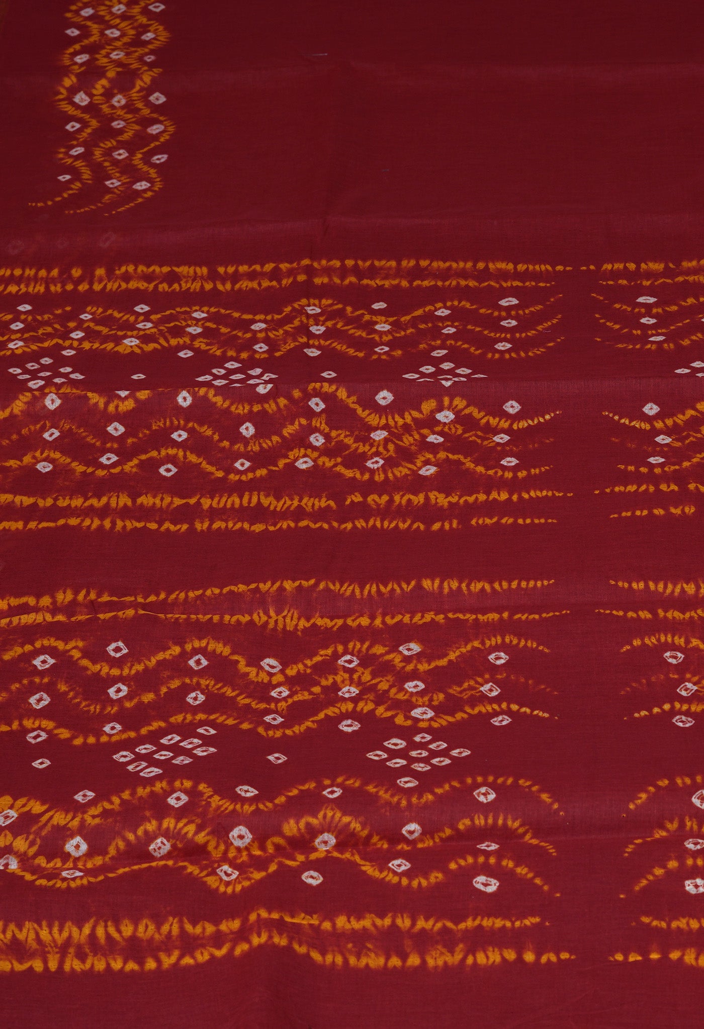 Maroon-Yellow Pure Bandhani Tie & Dye Soft Mulmul Cotton Saree-UNM83004