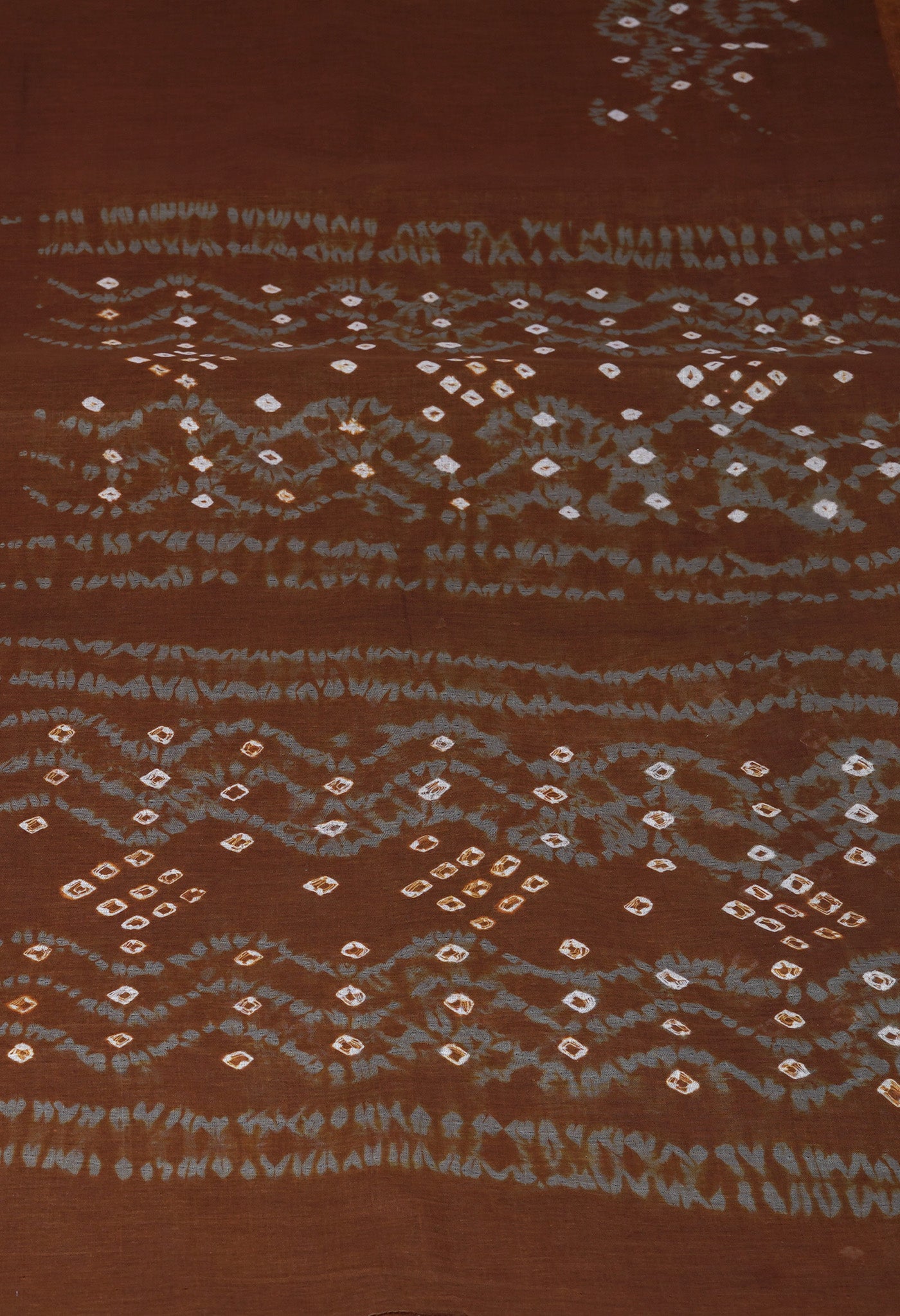 Brown-Grey Pure Bandhani Tie & Dye Soft Mulmul Cotton Saree-UNM83005