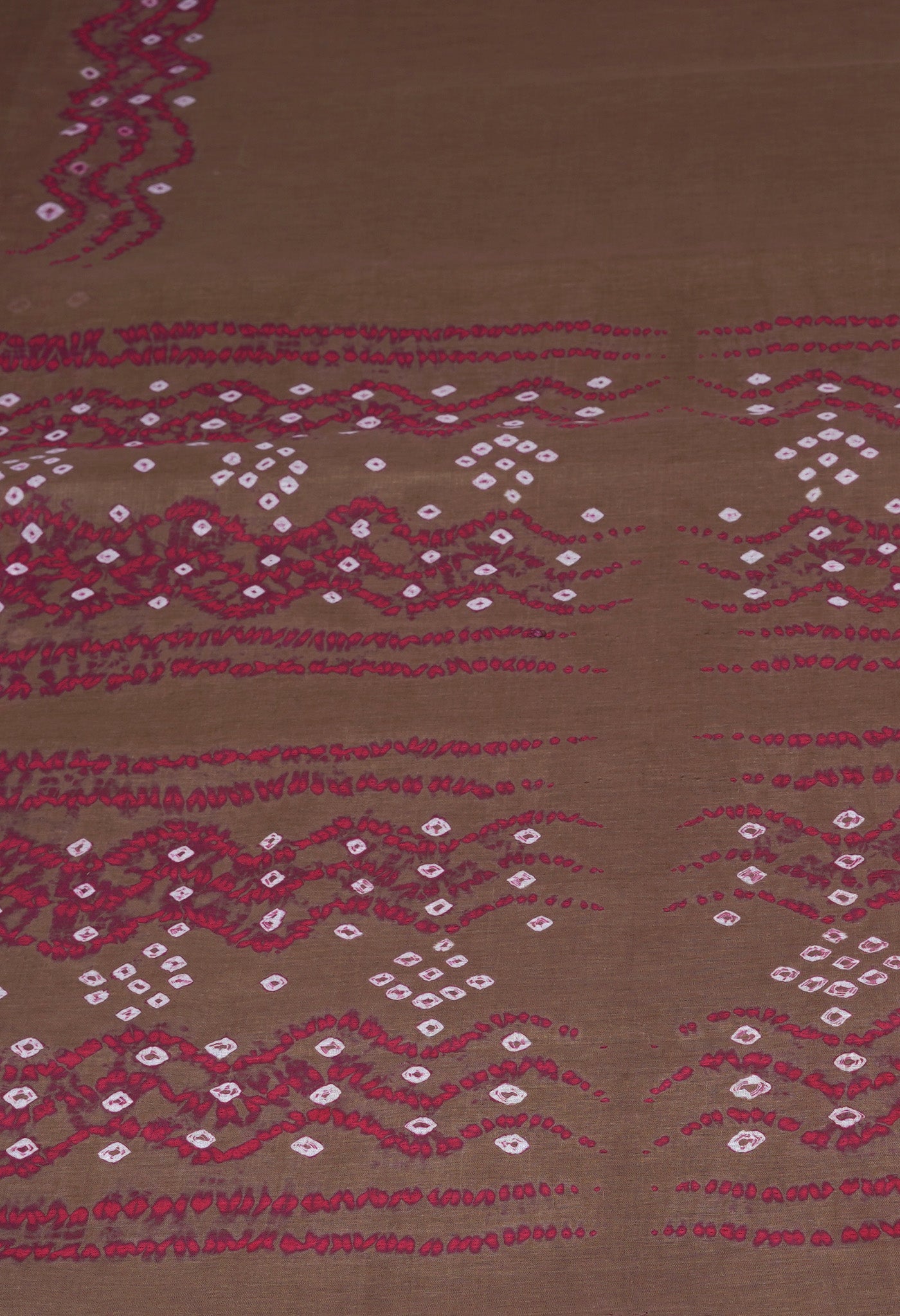 Brown-Pink Pure Bandhani Tie & Dye Soft Mulmul Cotton Saree-UNM83007