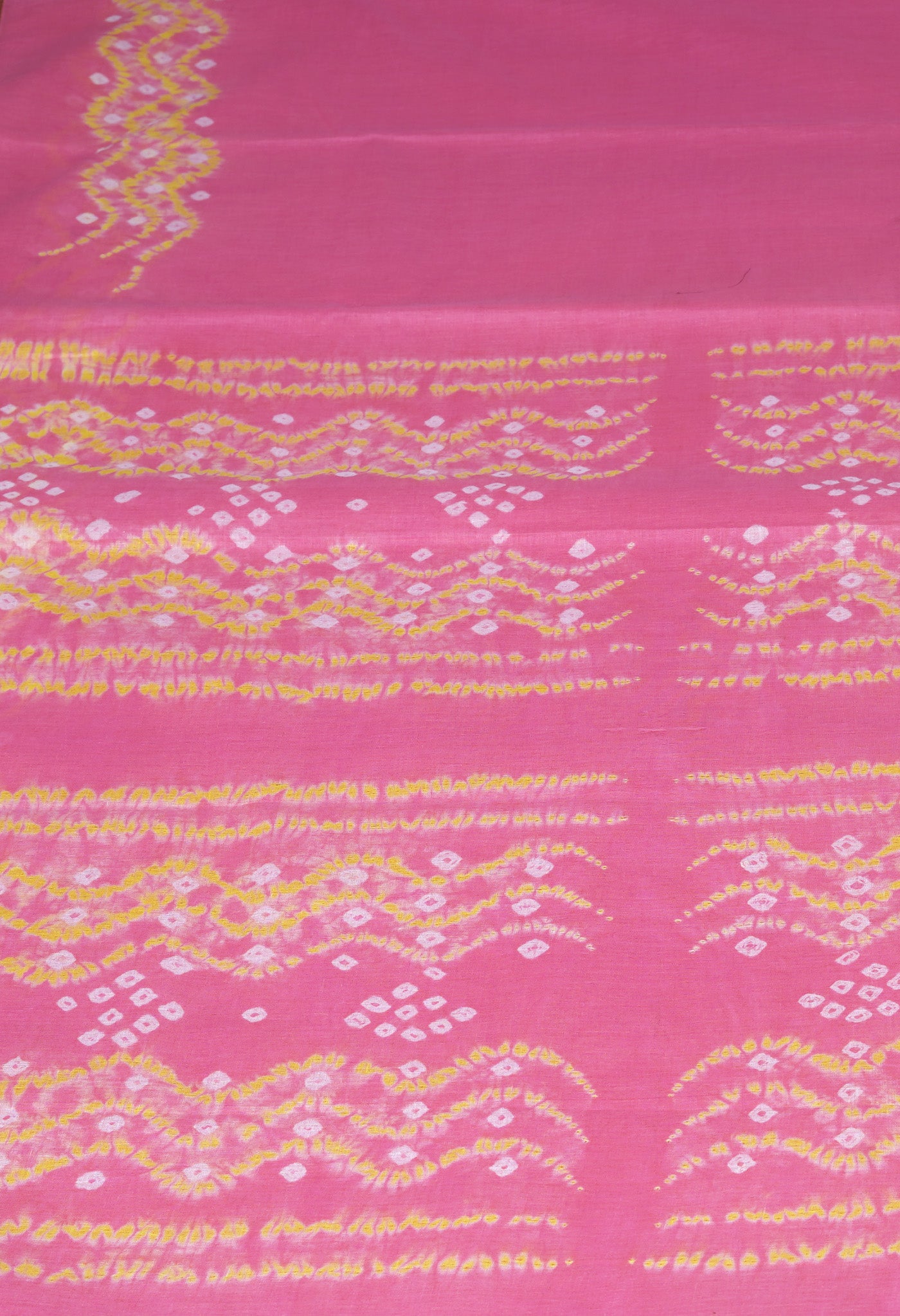Pink-Yellow Pure Bandhani Tie & Dye Soft Mulmul Cotton Saree-UNM83008