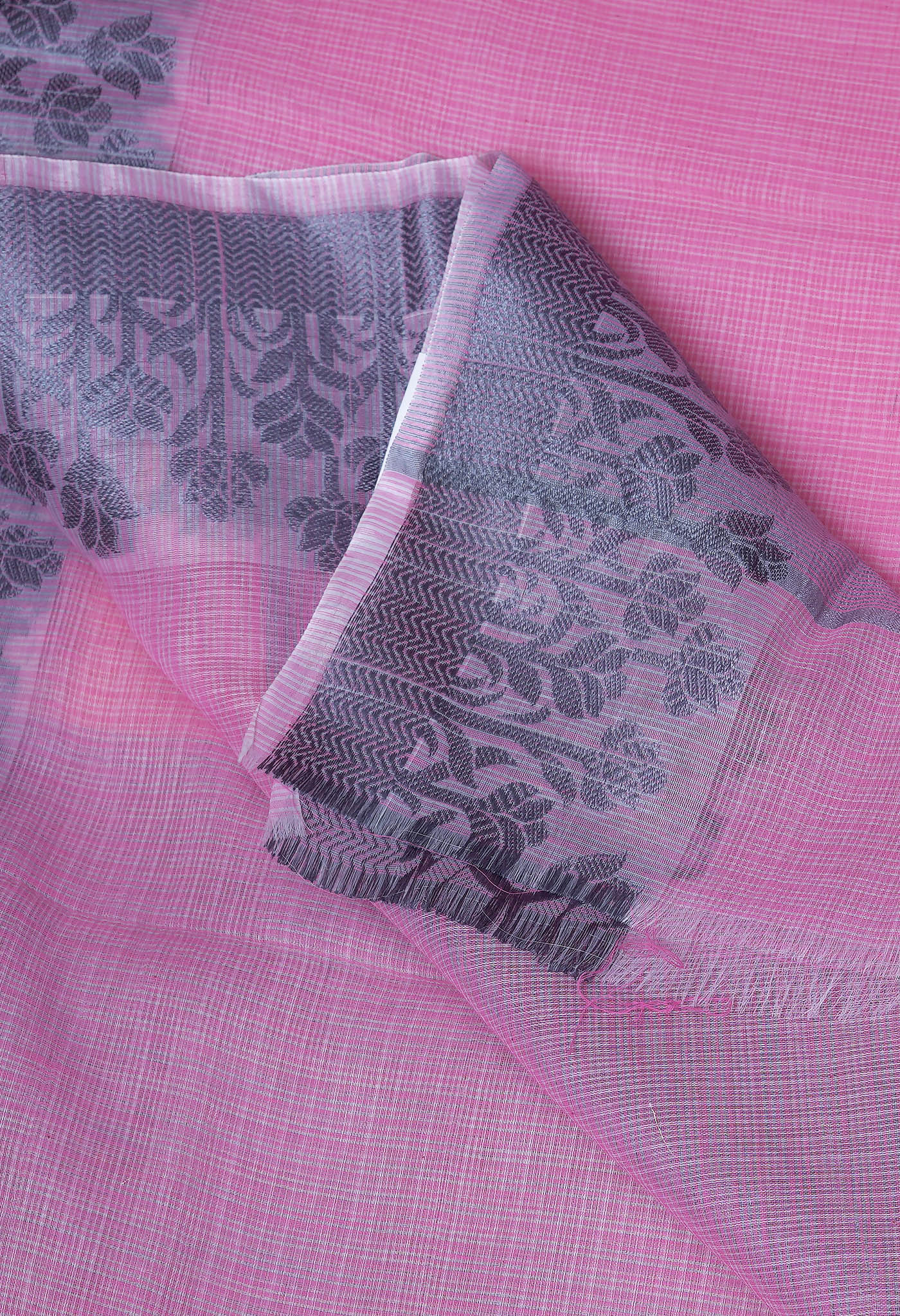 Pink Pure Plain Doria Kota Saree-UNM83009
