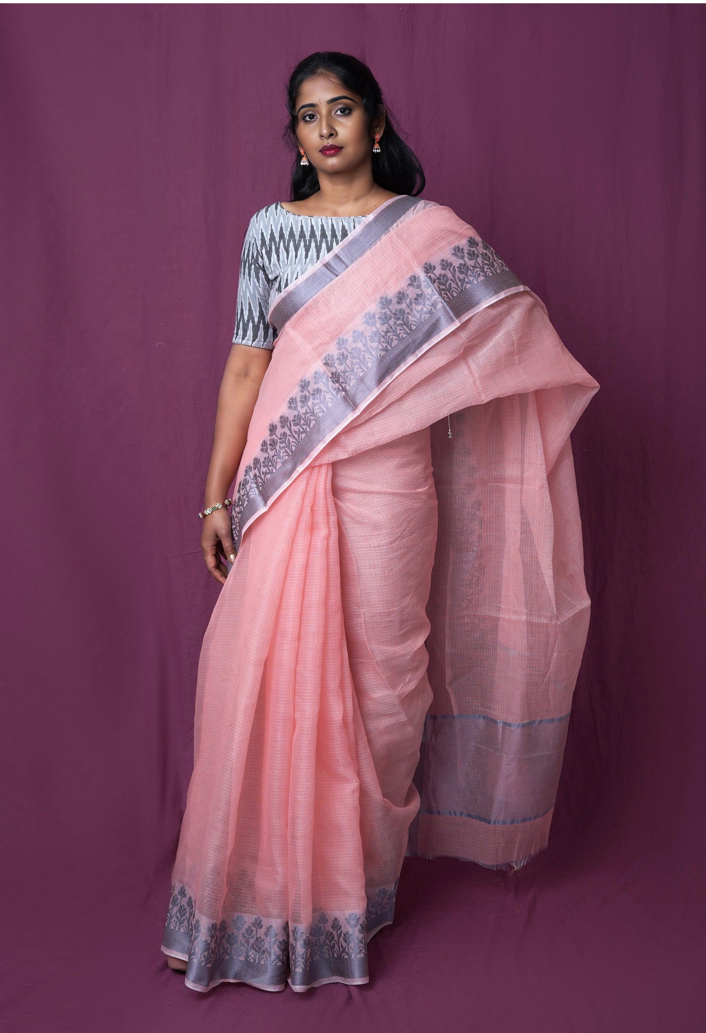 Orange Pure Plain Doria Kota Saree-UNM83011