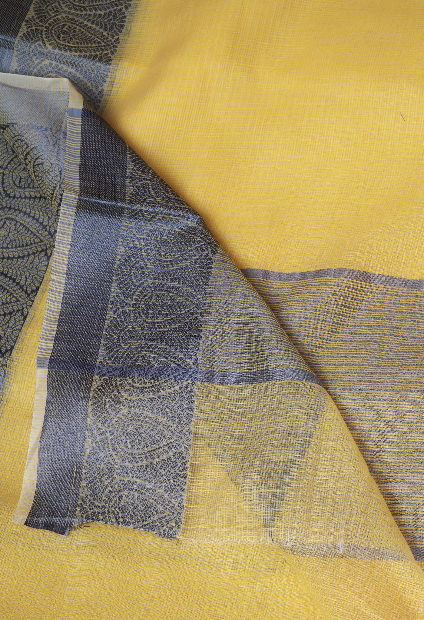 Yellow Pure Plain Doria Kota Saree-UNM83016