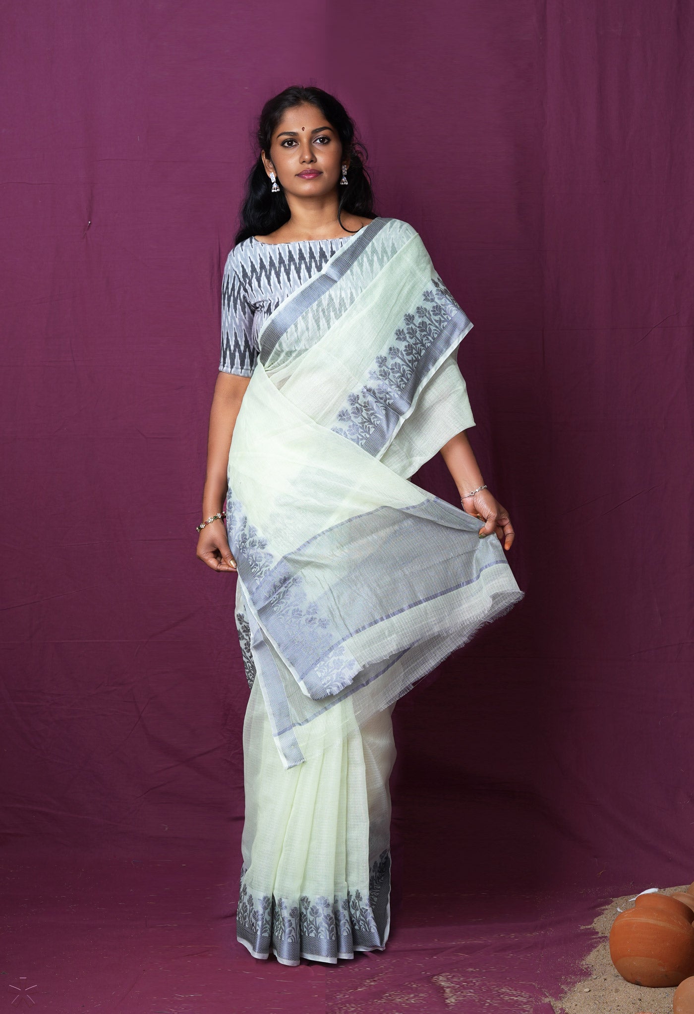 Green Pure Plain Doria Kota Saree-UNM83021