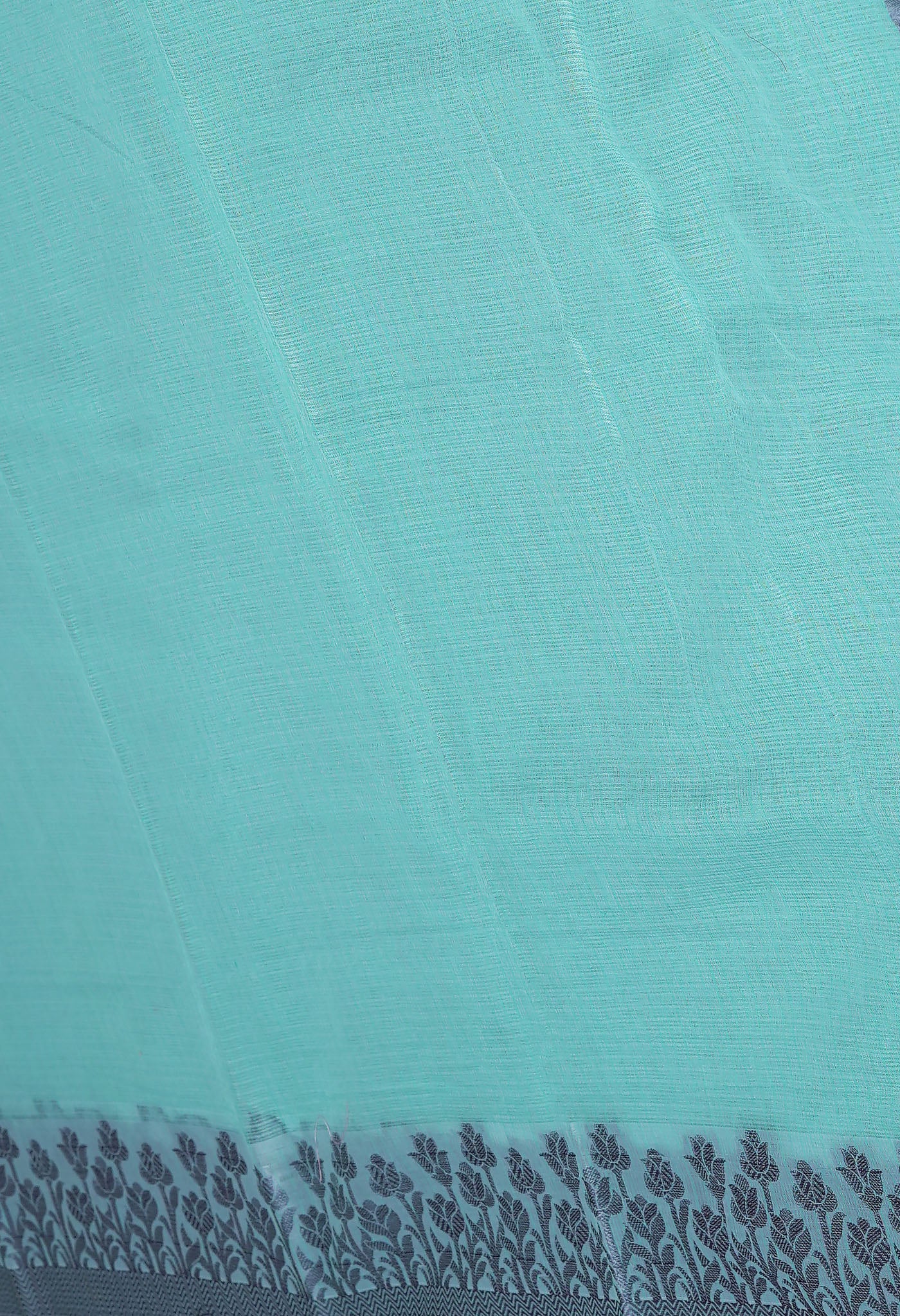 Turquoise Blue Pure Plain Doria Kota Saree-UNM83026