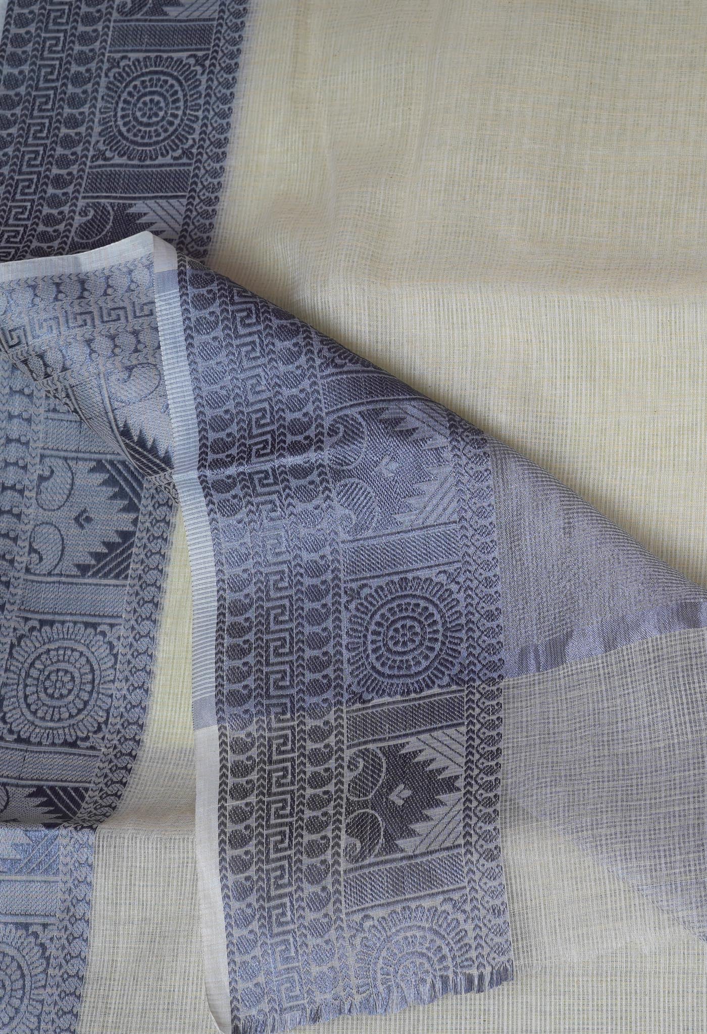 Cream Pure Plain Doria Kota Saree-UNM83027