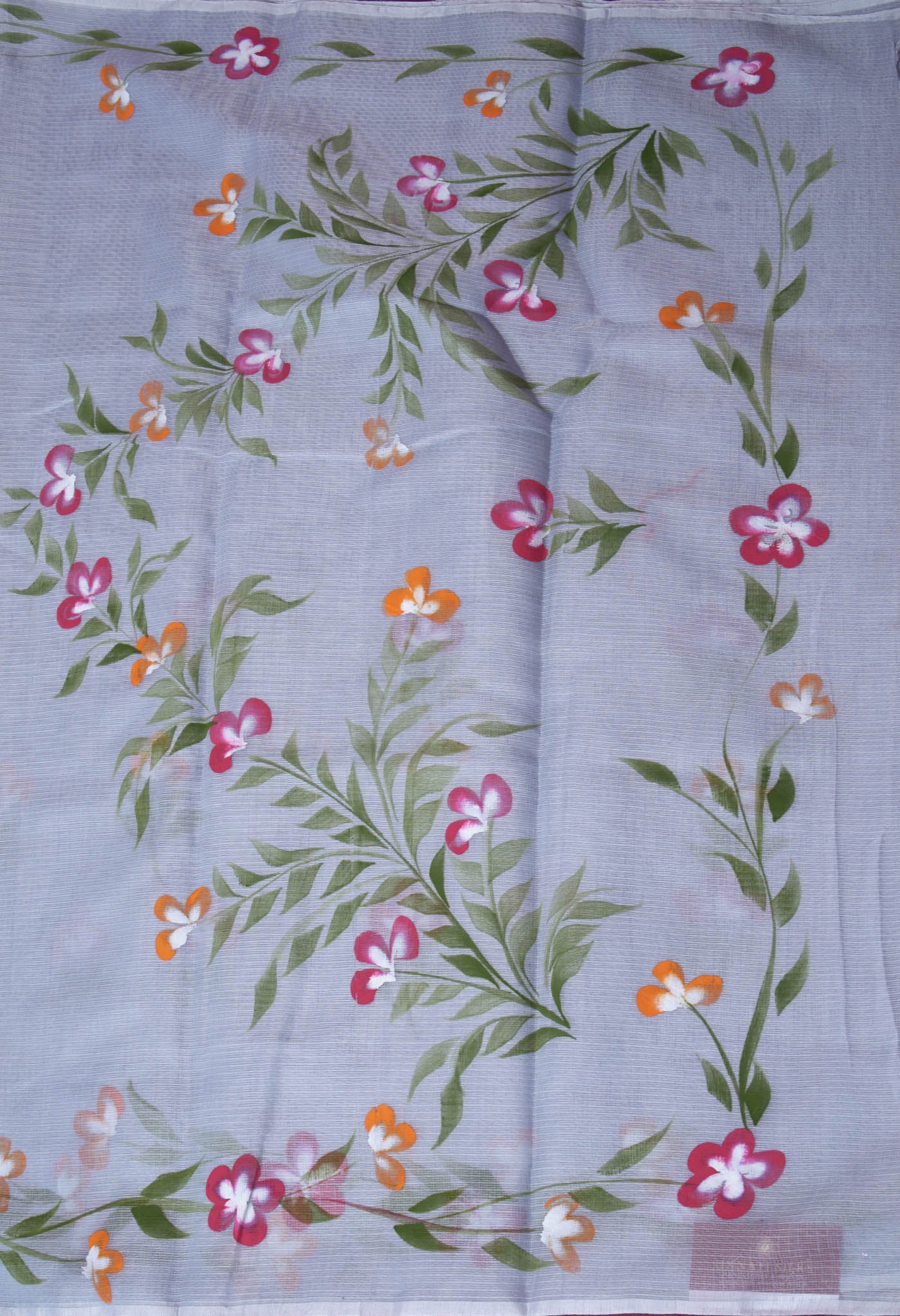 Grey Pure Hand Painted Doria Kota Saree-UNM83032