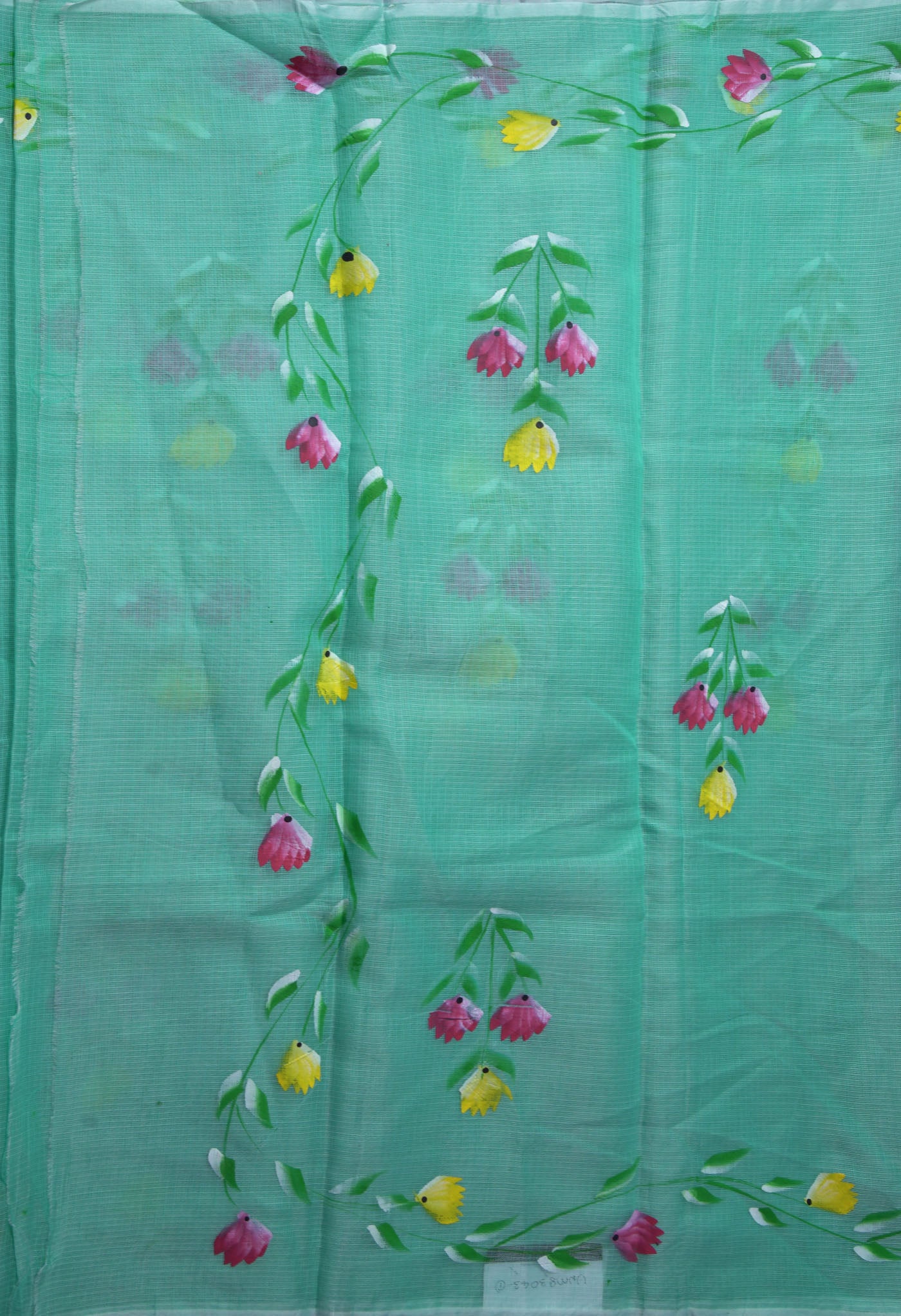 Turquoise Blue Pure Hand Painted Doria Kota Saree-UNM83043