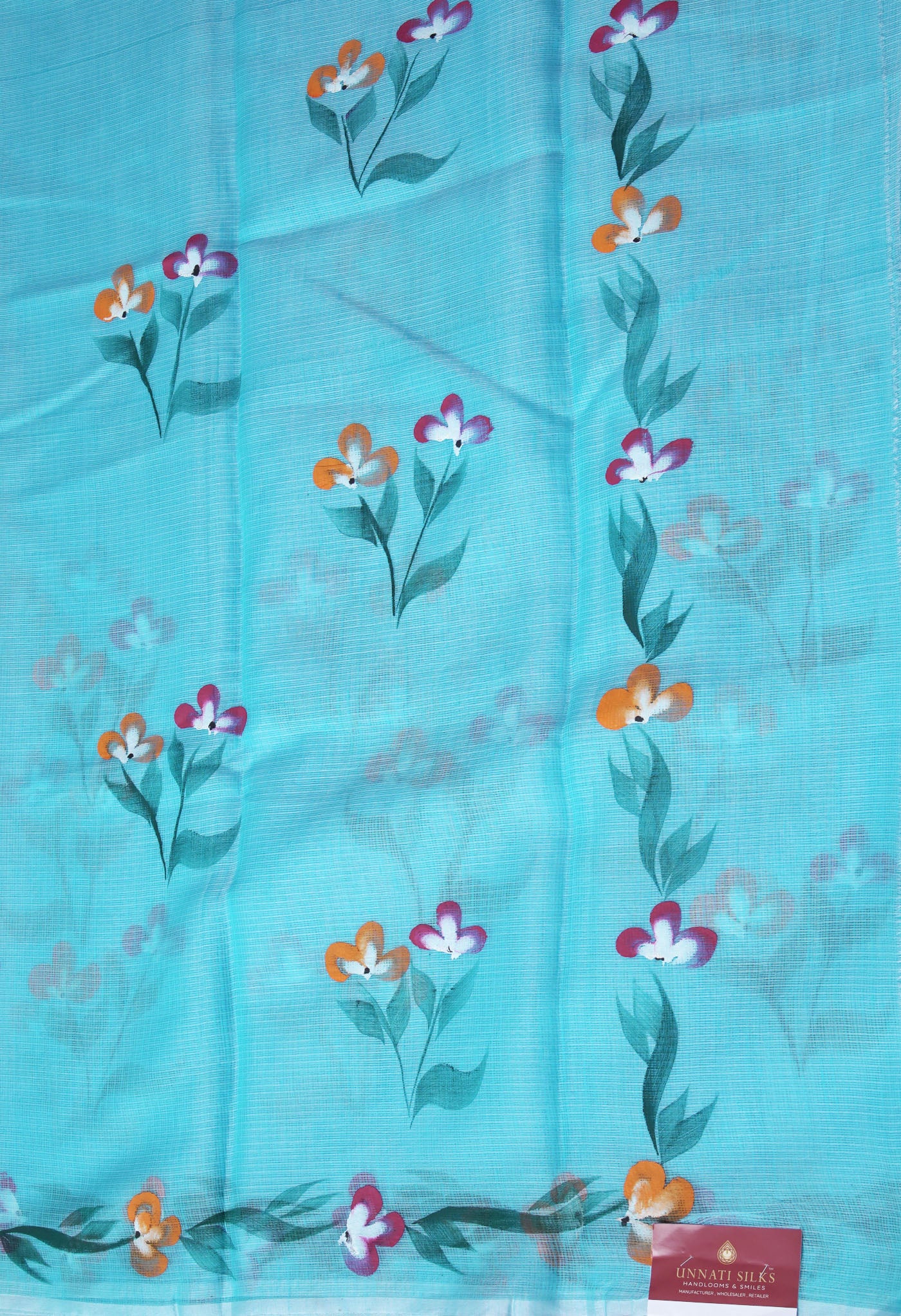 Blue Pure Hand Painted Doria Kota Saree-UNM83044