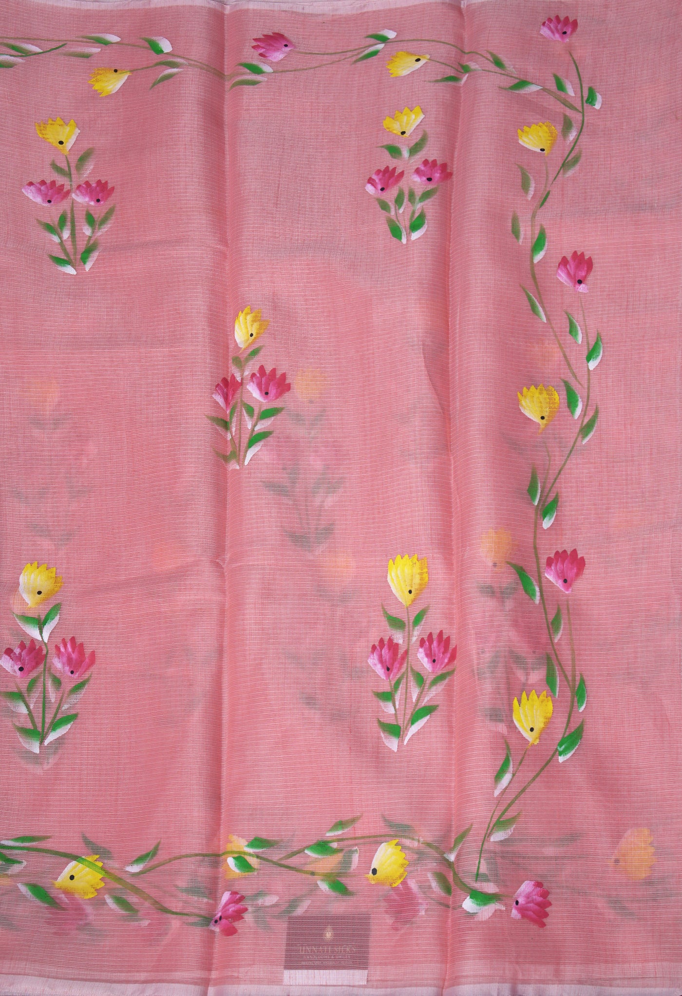 Orange Pure Hand Painted Doria Kota Saree-UNM83046