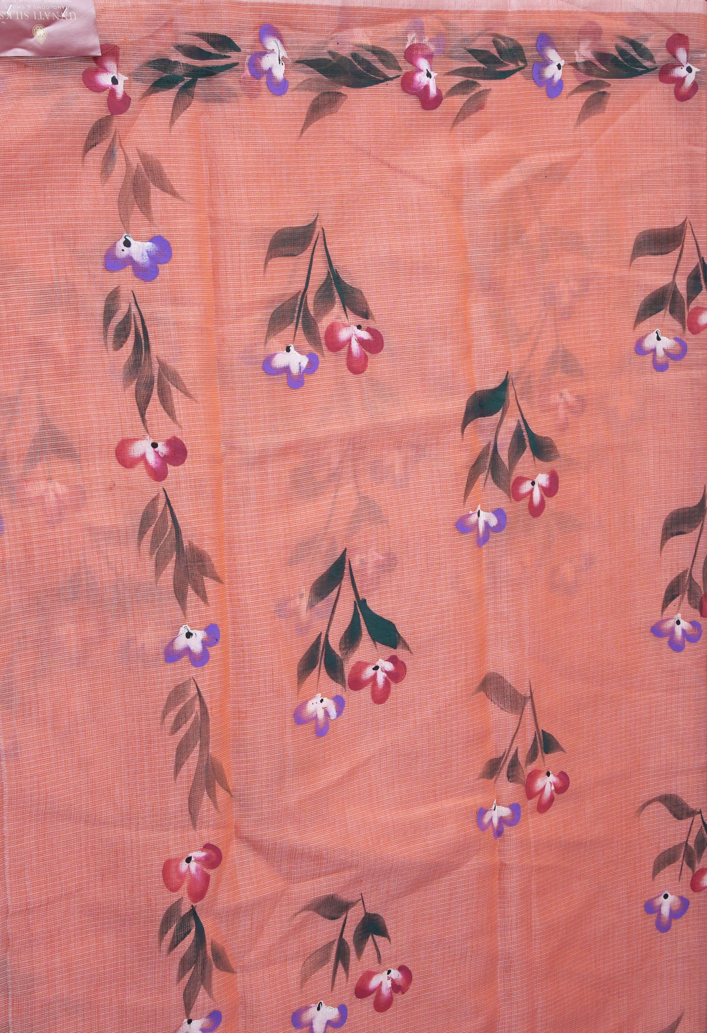Orange Pure Hand Painted Doria Kota Saree-UNM83048