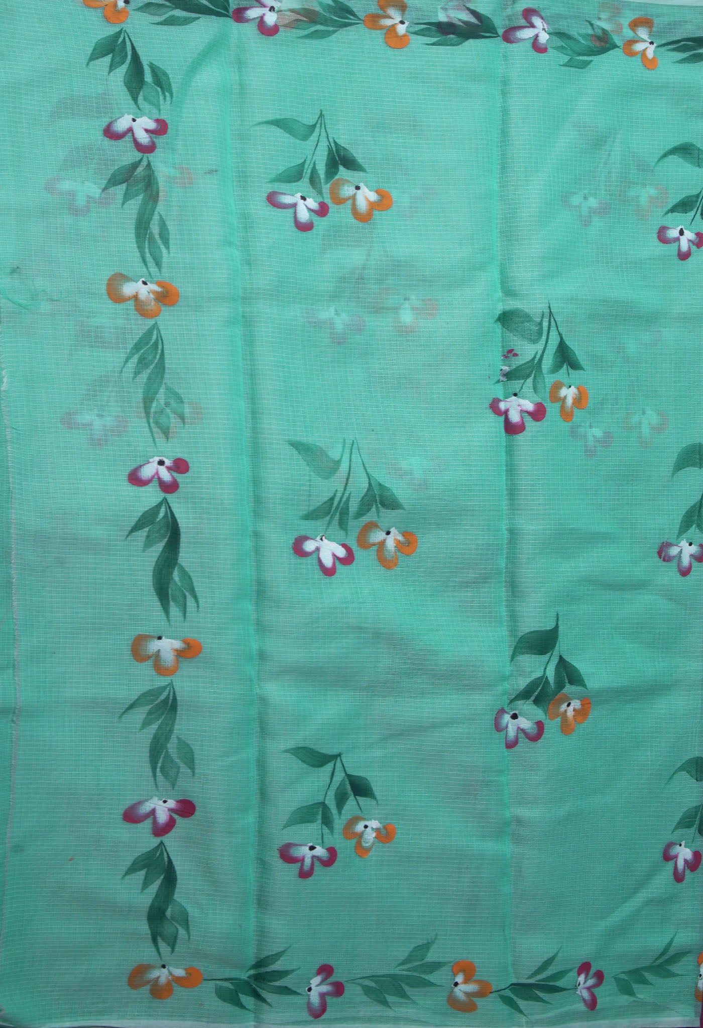 Turquoise Blue Pure Hand Painted Doria Kota Saree-UNM83052