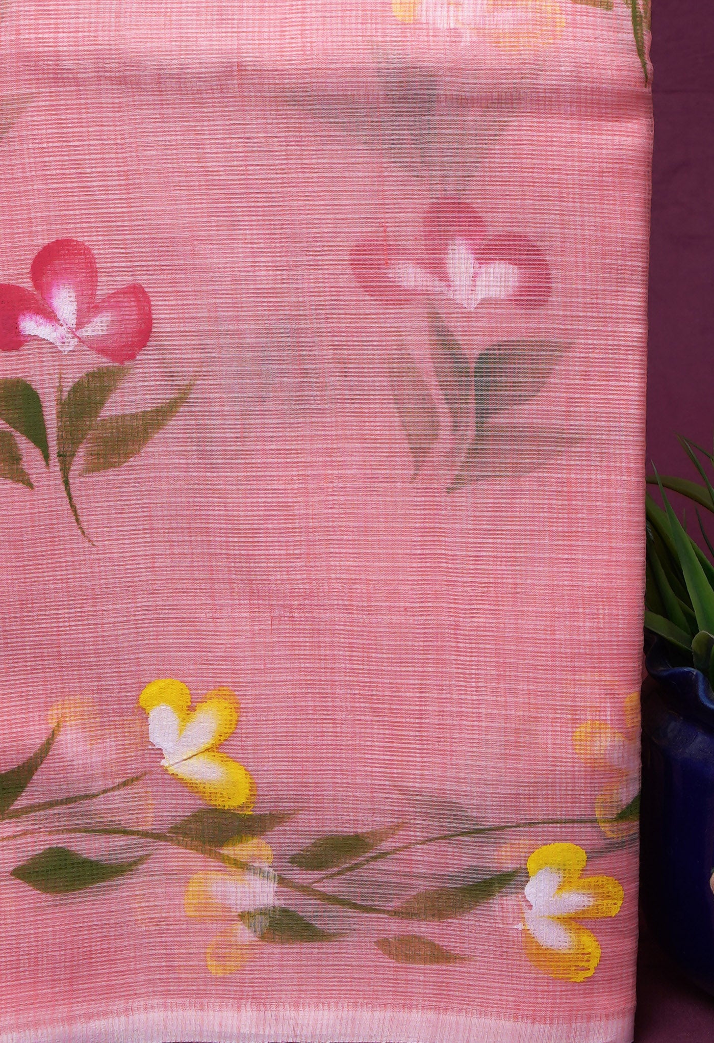 Orange Pure Hand Painted Doria Kota Saree-UNM83056