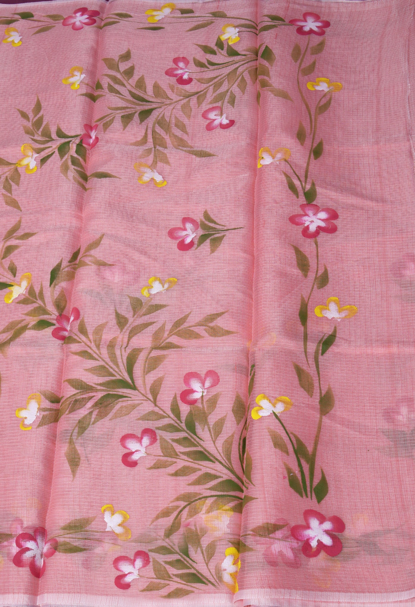 Orange Pure Hand Painted Doria Kota Saree-UNM83056