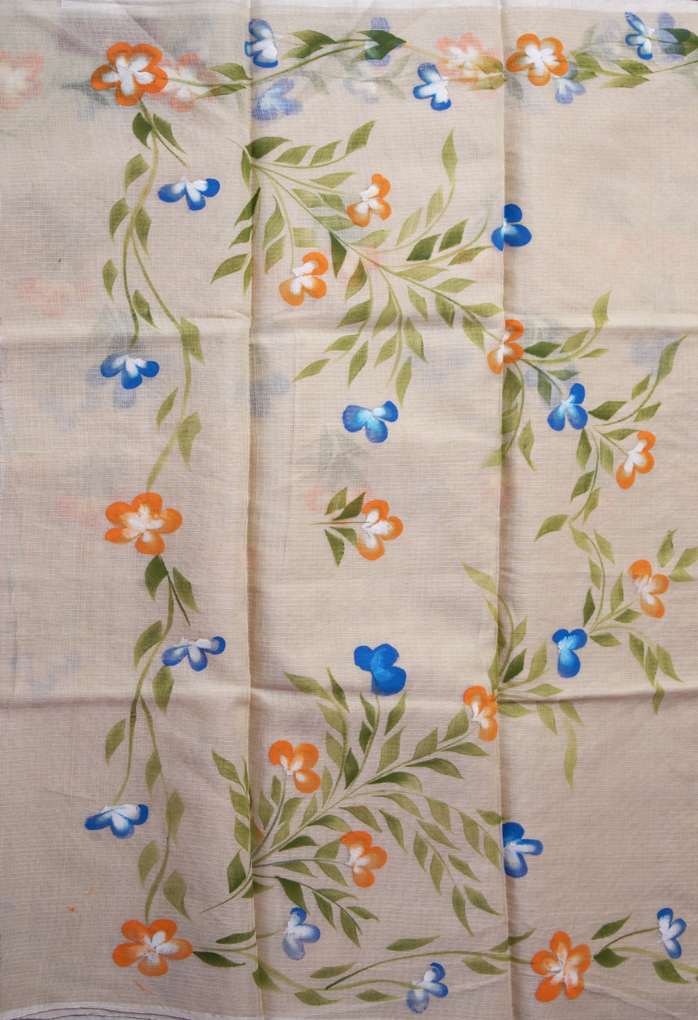 Cream Pure Hand Painted Doria Kota Saree-UNM83067