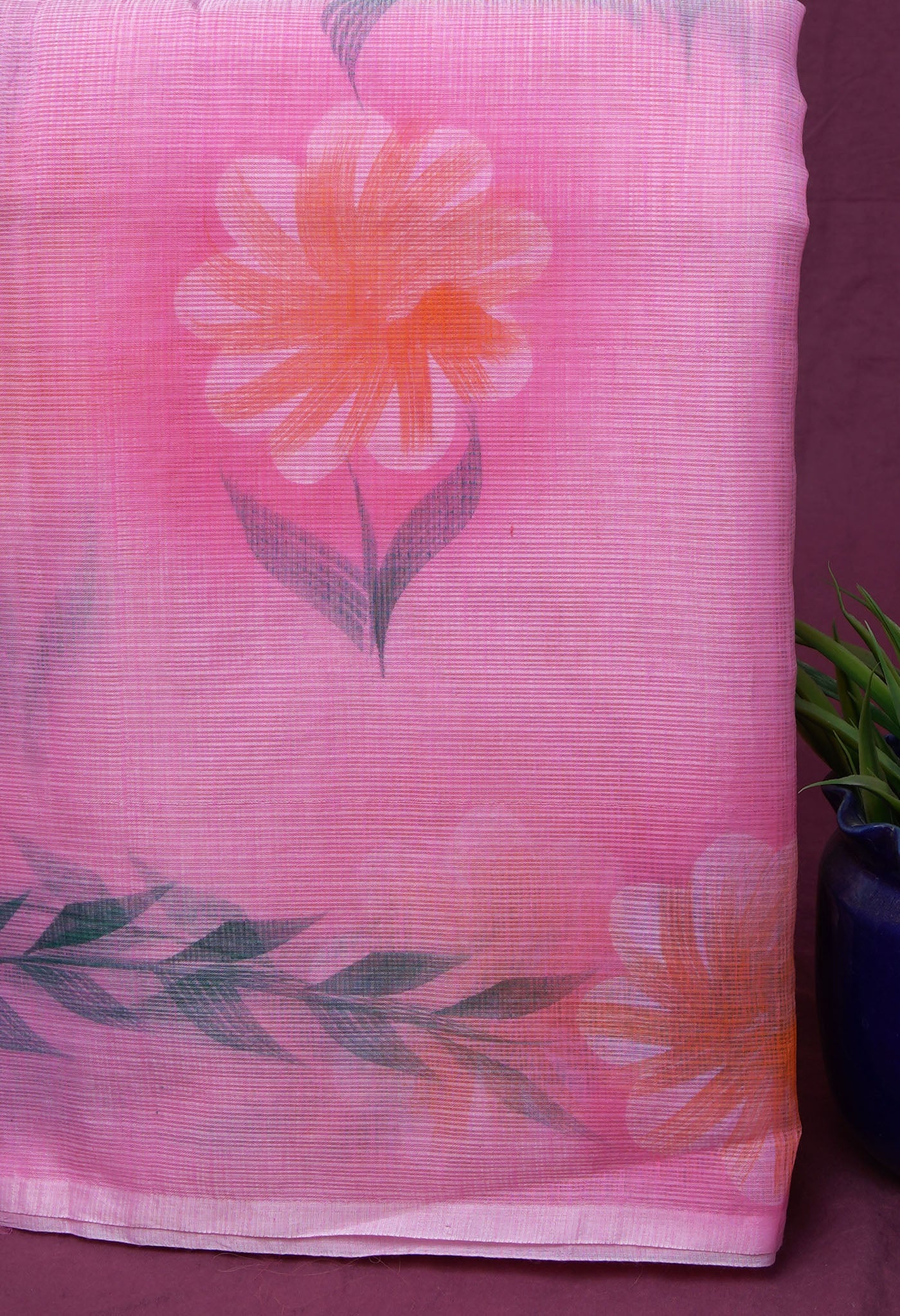 Pink Pure Hand Painted Doria Kota Saree-UNM83073