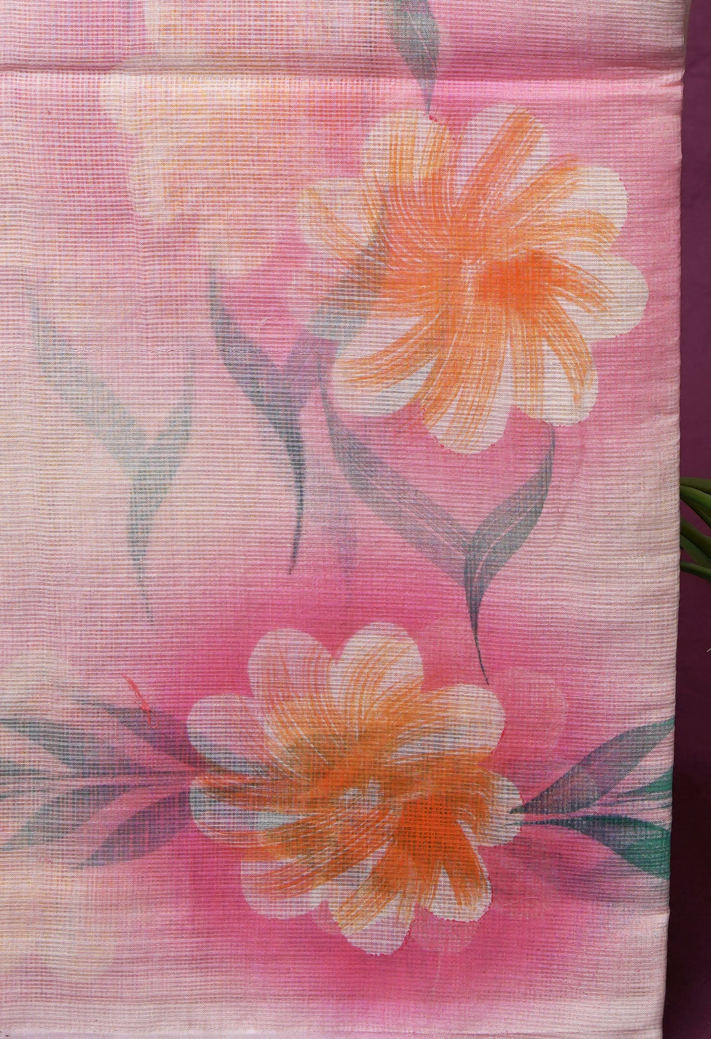 Cream Pure Hand Painted Doria Kota Saree-UNM83075