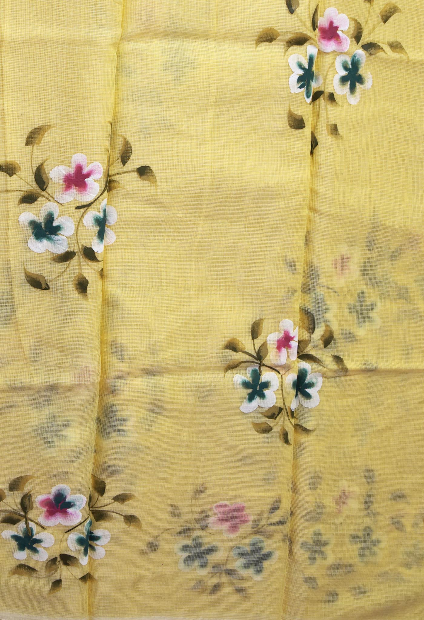 Yellow Pure Hand Painted Doria Kota Saree-UNM83076