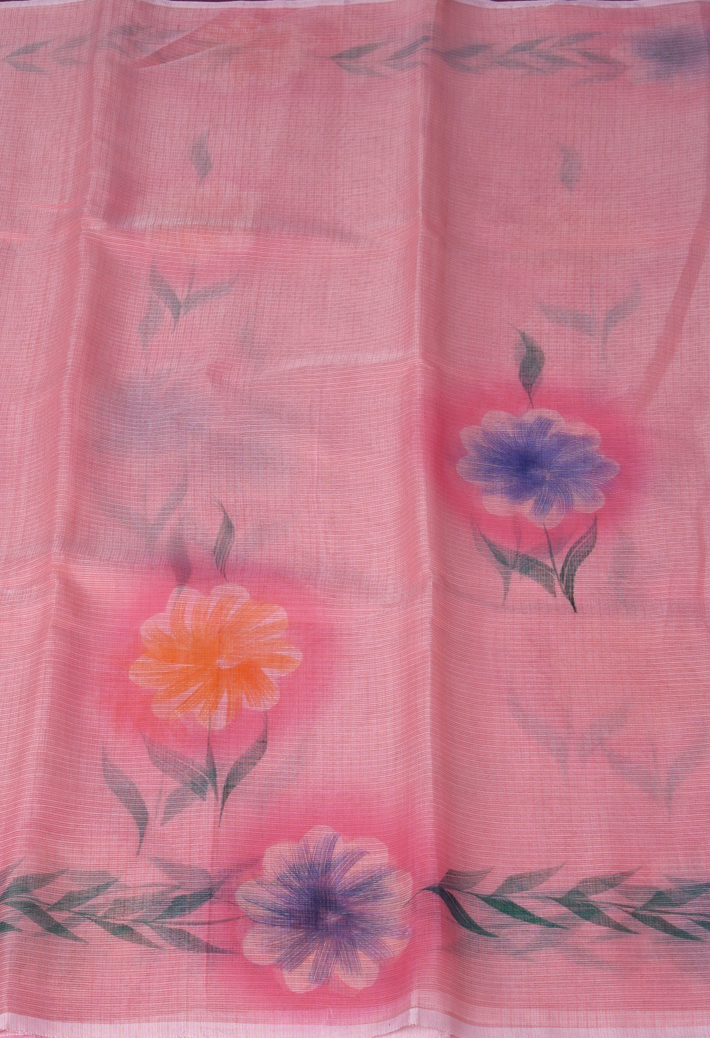 Orange Pure Hand Painted Doria Kota Saree-UNM83078