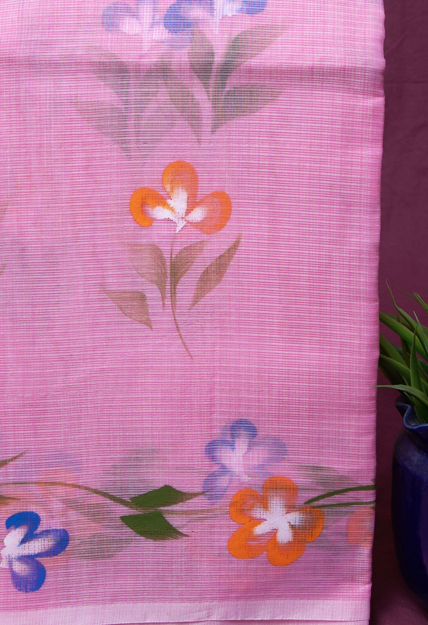Pink Pure Hand Painted Doria Kota Saree-UNM83083