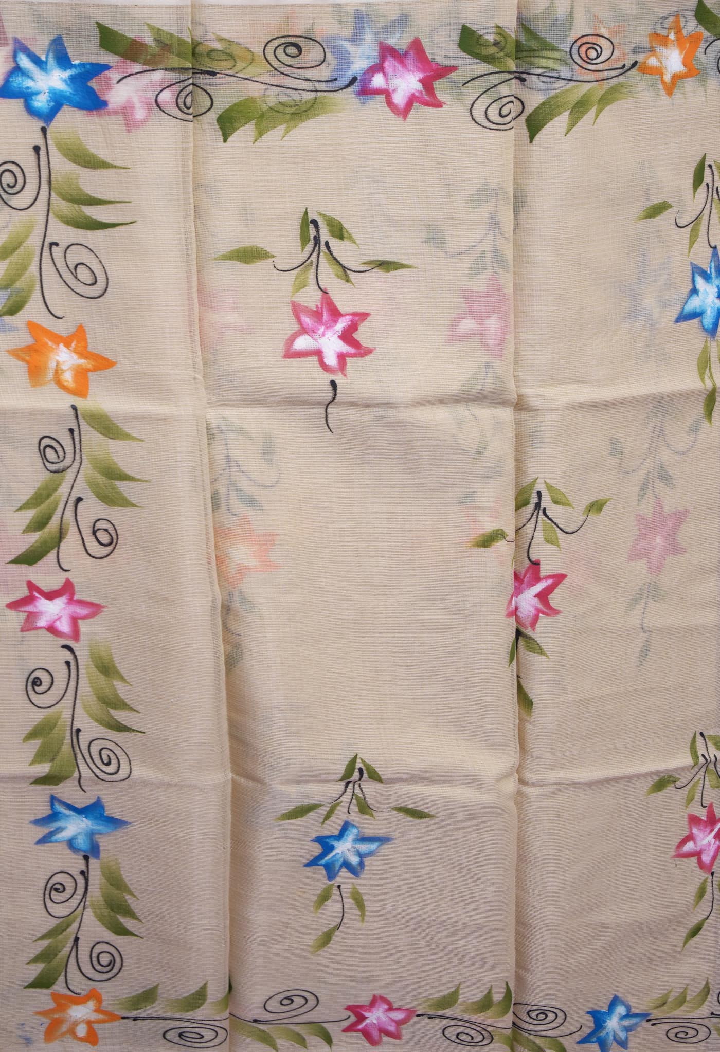 Cream Pure Hand Painted Doria Kota Saree-UNM83093