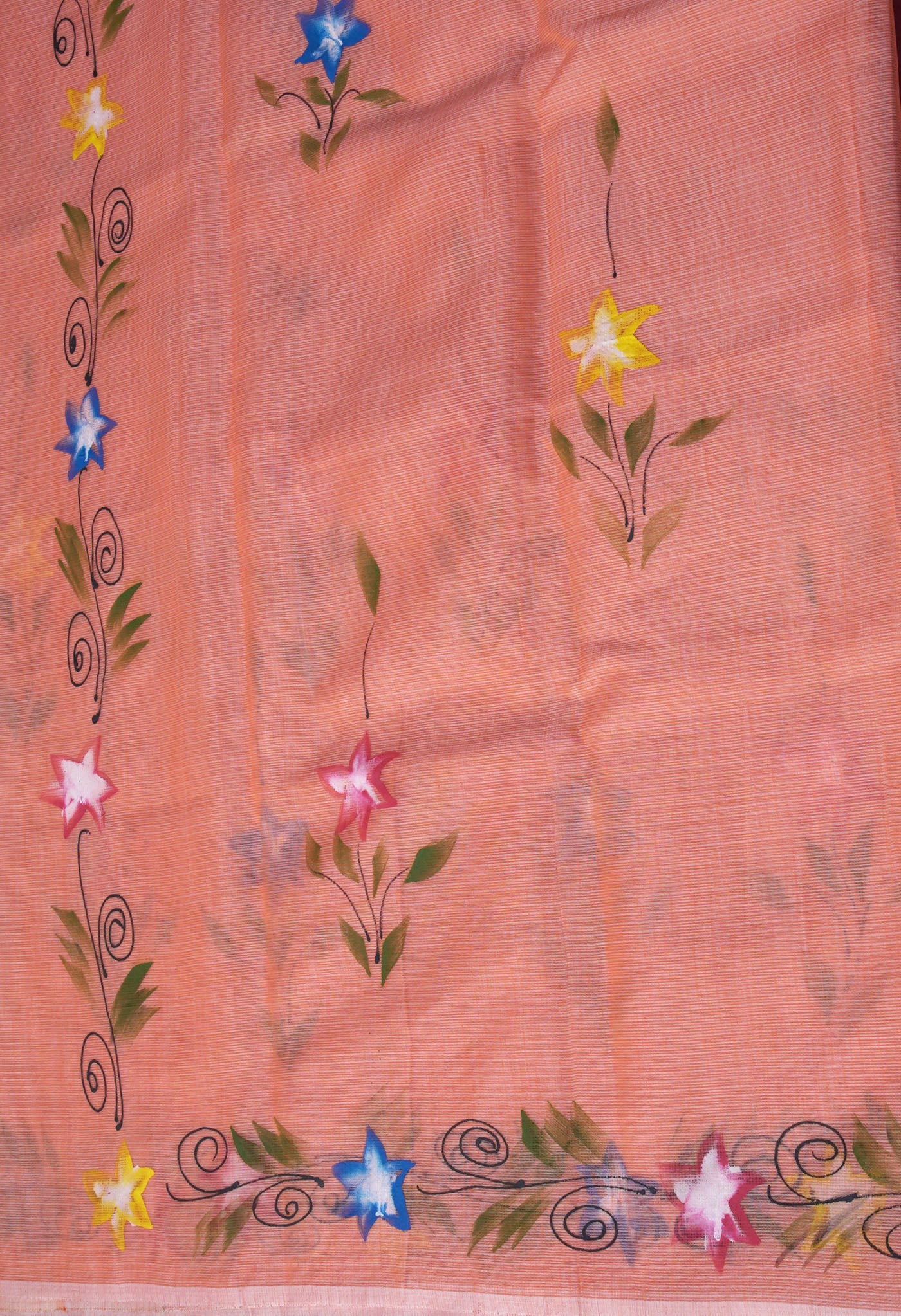 Orange Pure Hand Painted Doria Kota Saree-UNM83096