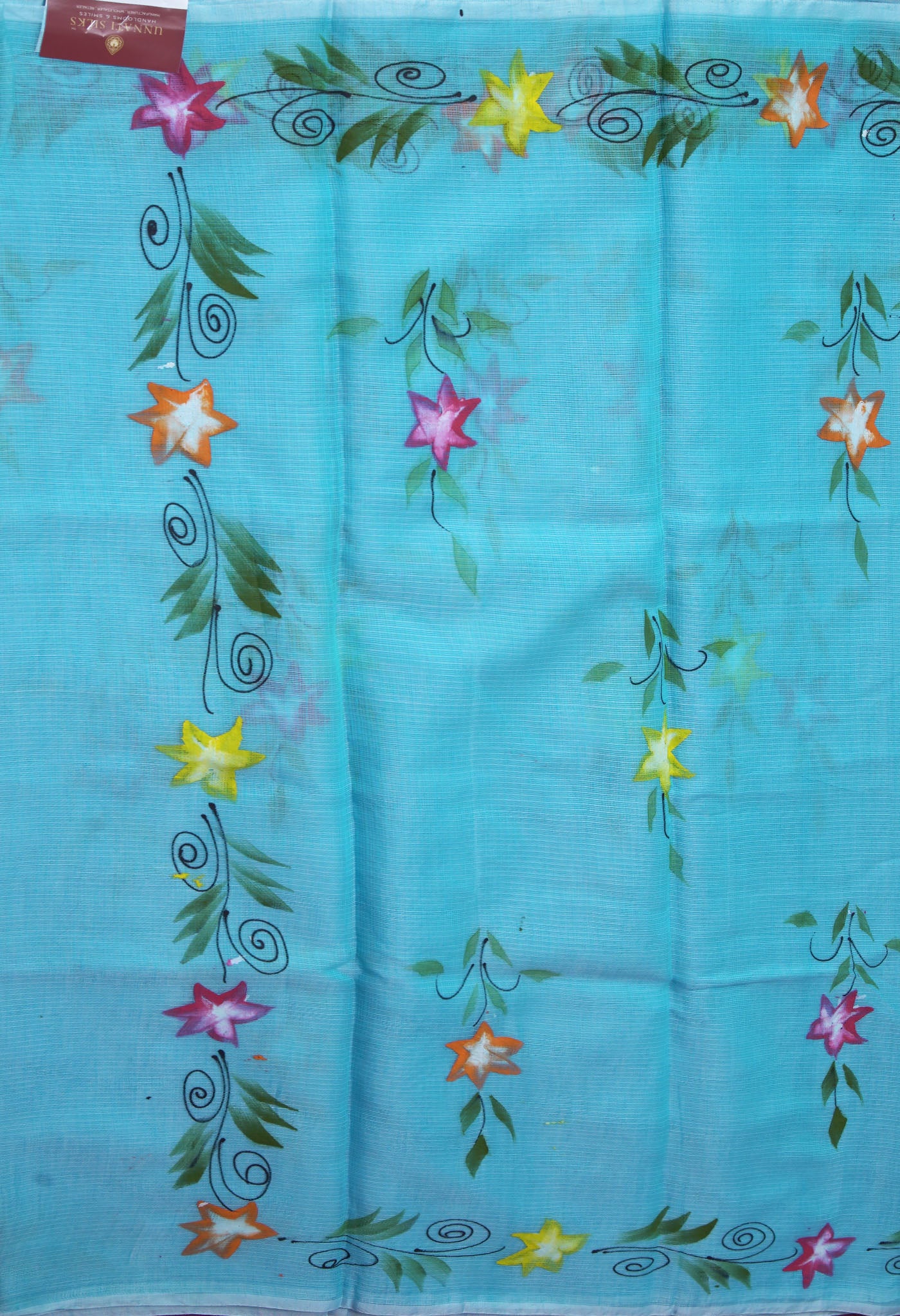 Blue Pure Hand Painted Doria Kota Saree-UNM83103