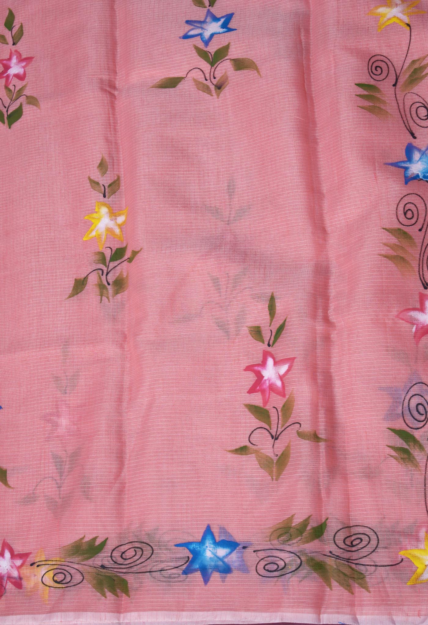 Orange Pure Hand Painted Doria Kota Saree-UNM83105